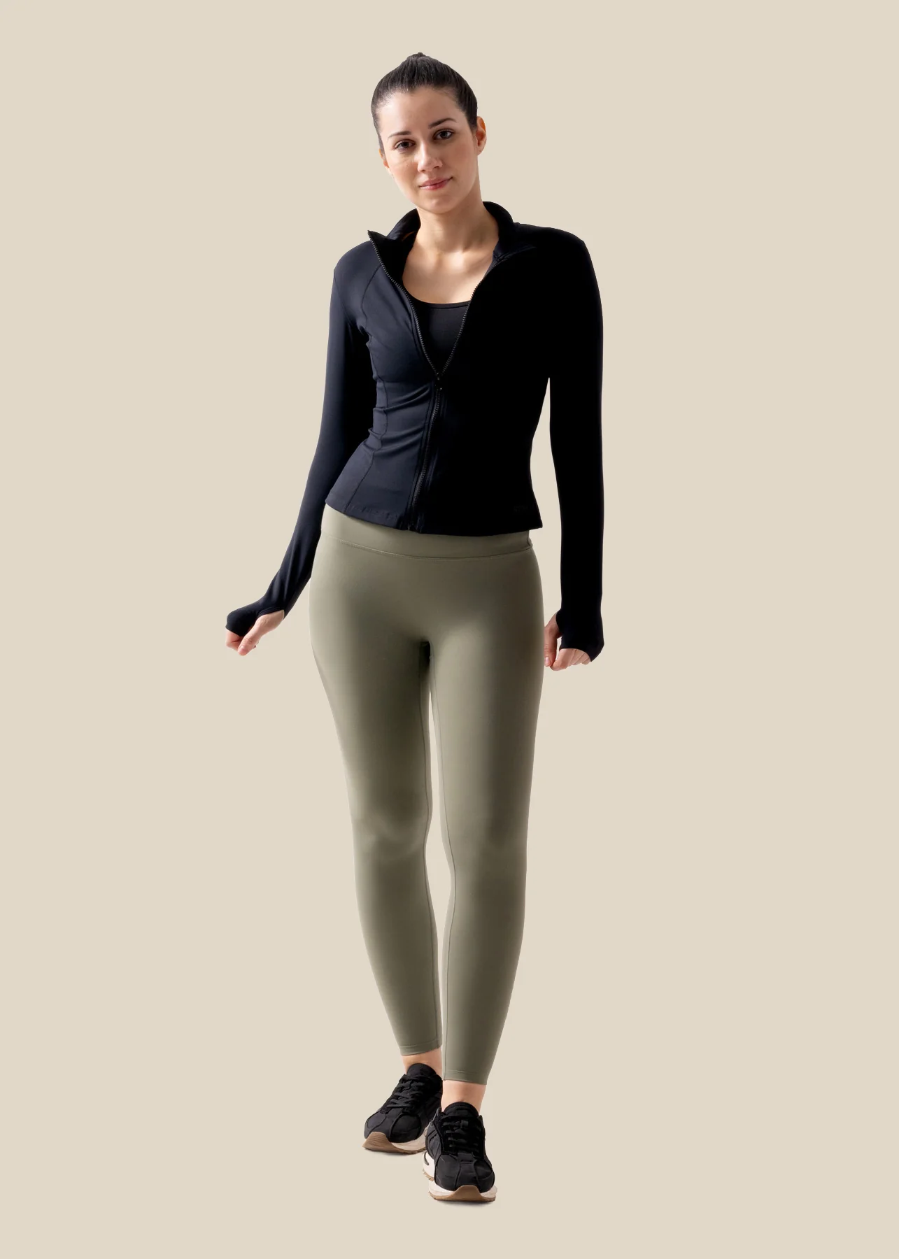 Women High Neck Zip Jacket - Black - Image 7