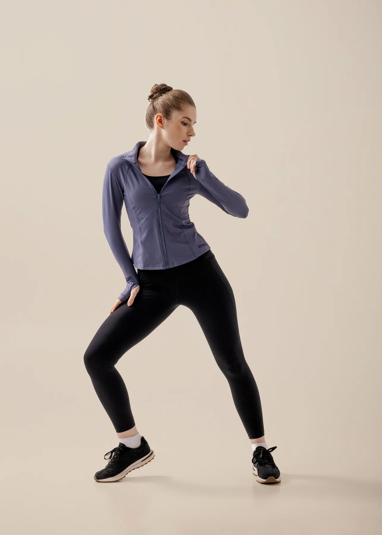 Women High Neck Zip Jacket - Lilac Blue