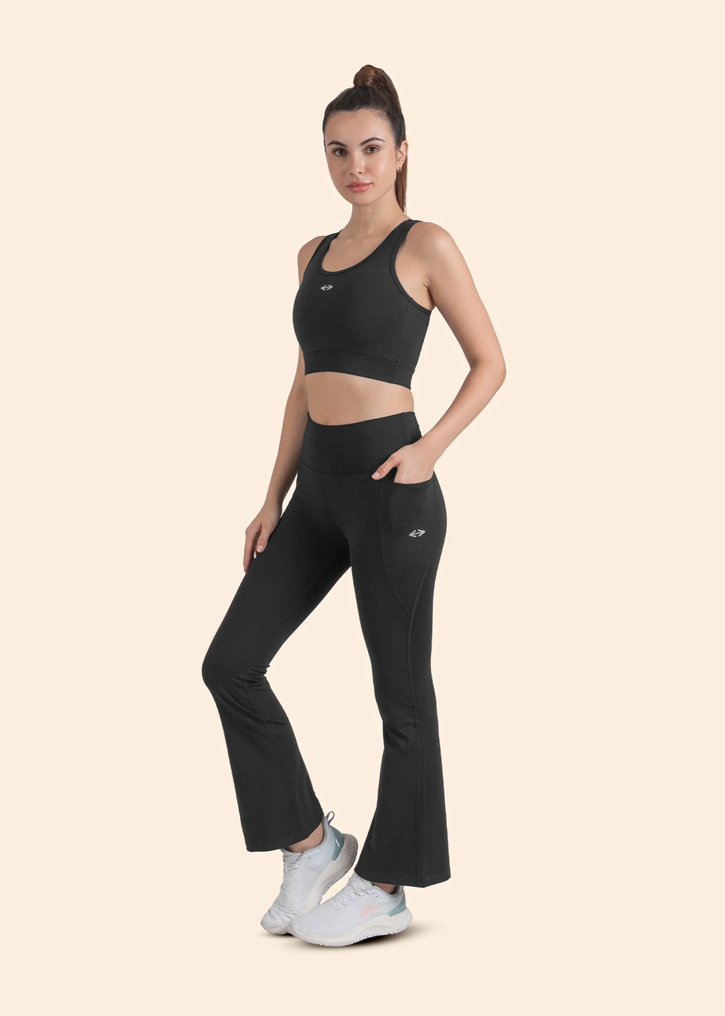 StrchFlex High rise Flare Leggings - Black - Image 2