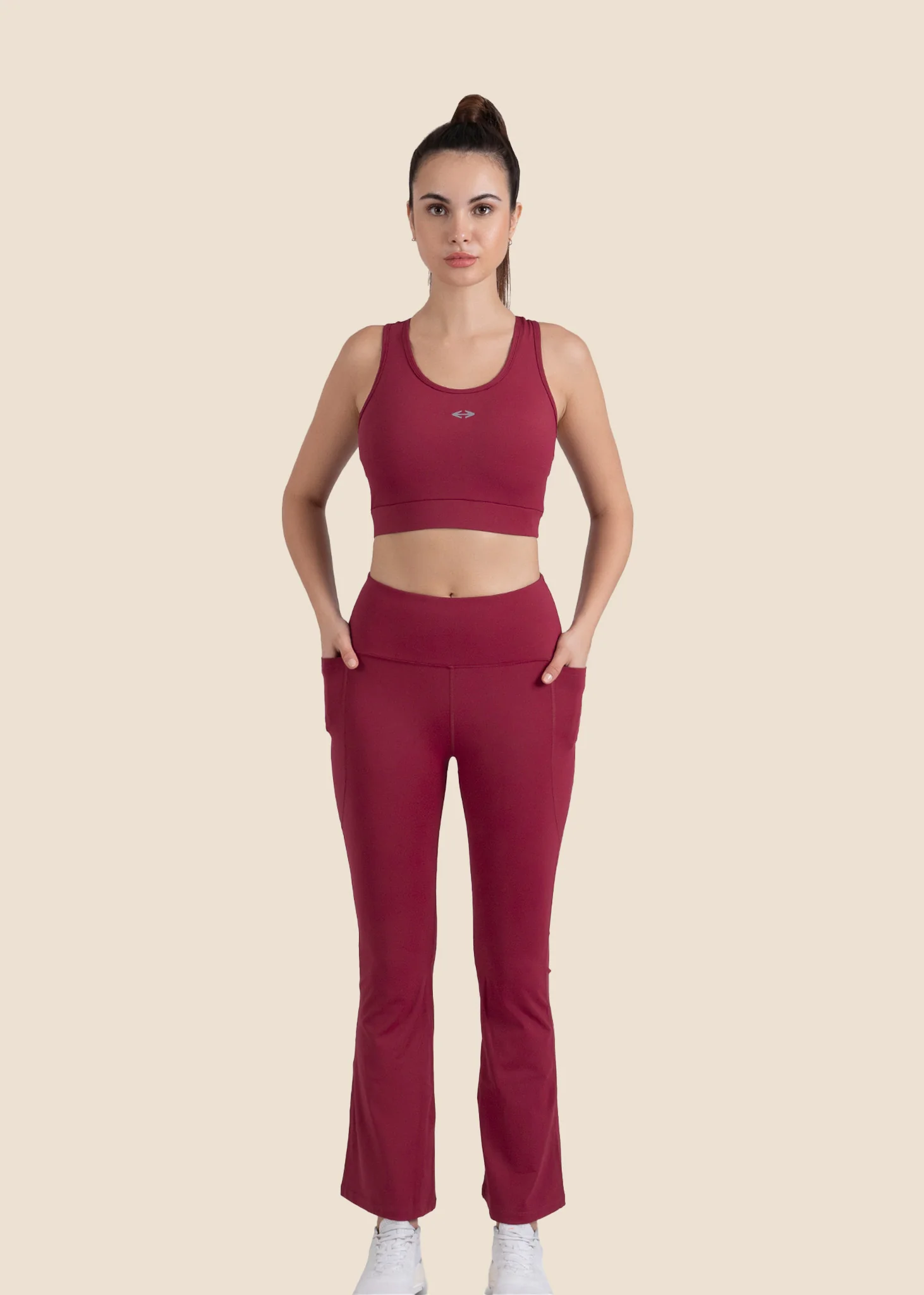 StrchFlex High rise Flare Leggings - Maroon - Image 2