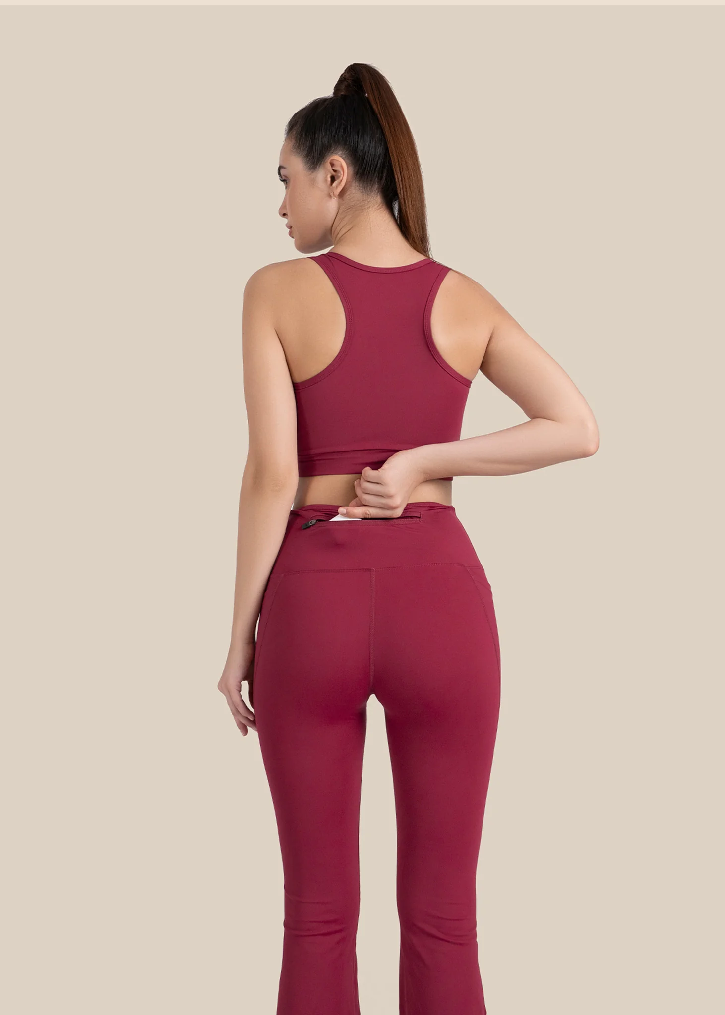StrchFlex High rise Flare Leggings - Maroon - Image 4