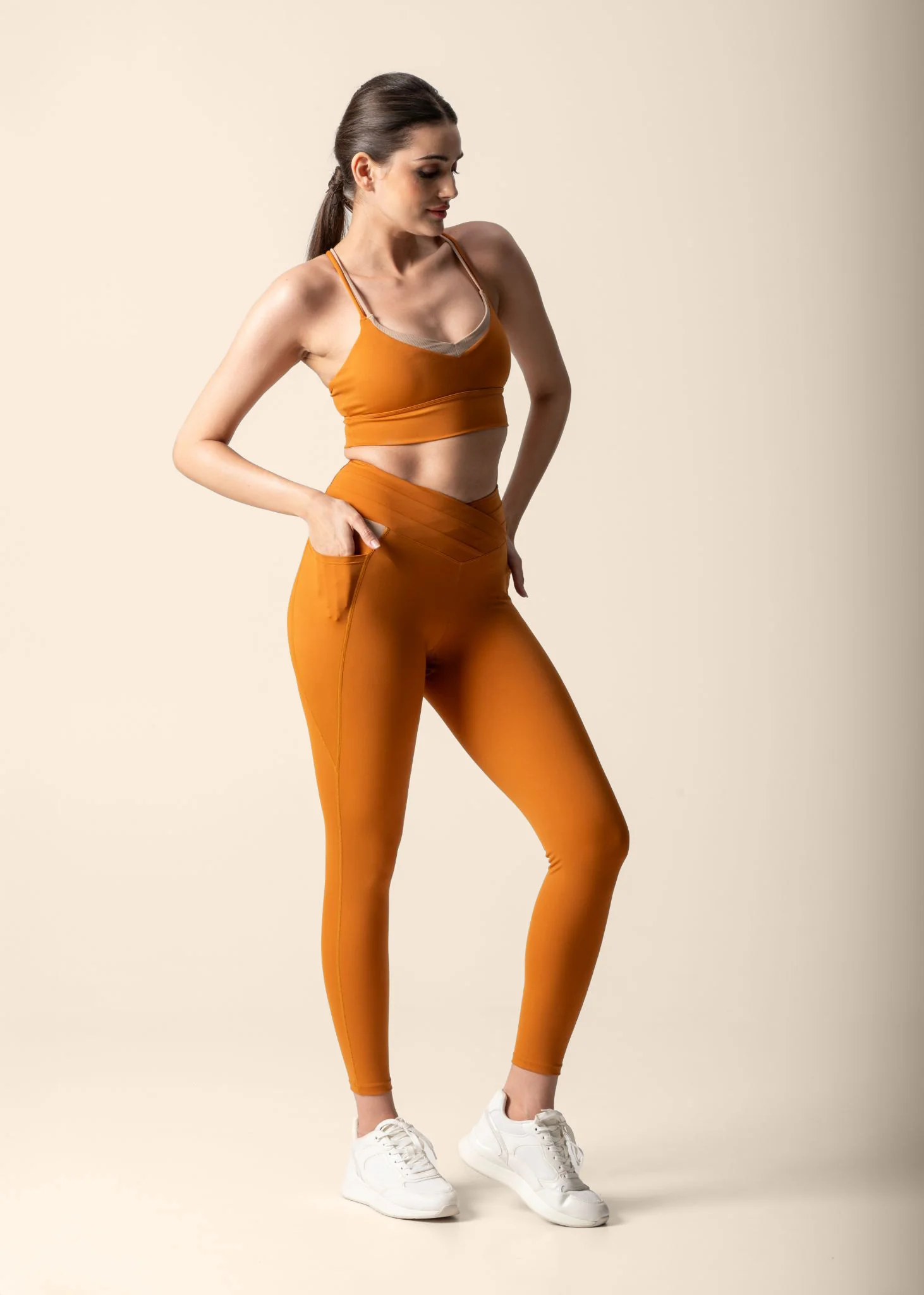 Women High Support Sports Bra - Caramel - Image 4