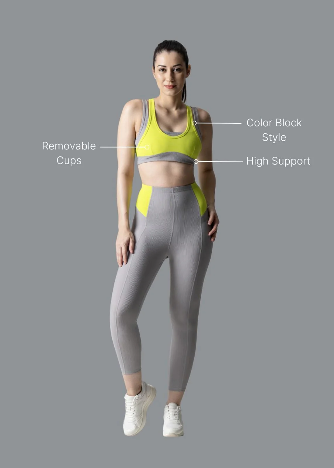 Women High Support Training Bra - Grey - Image 2