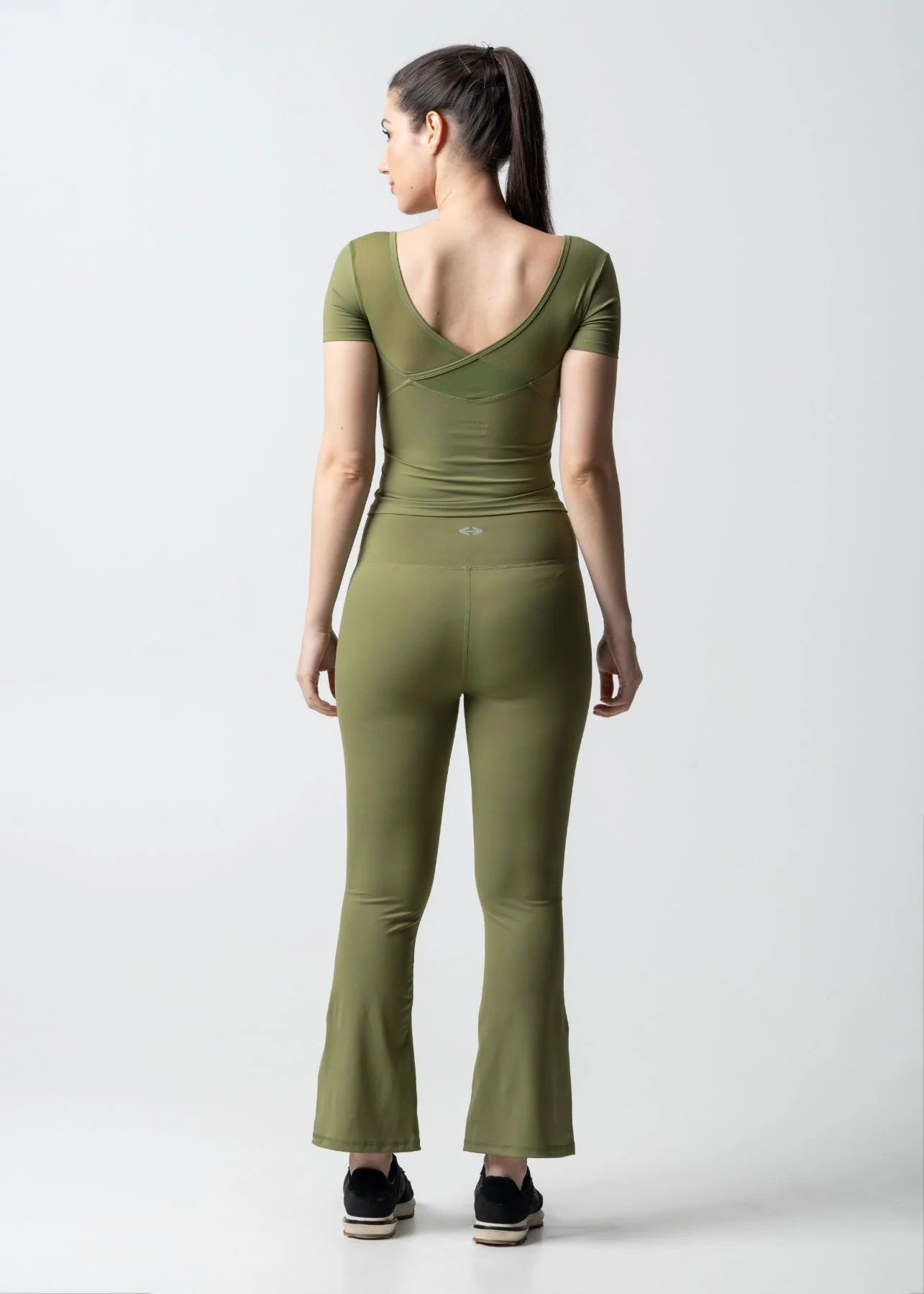 Women High Waist Bootcut Workout Leggings - Olive - Image 4