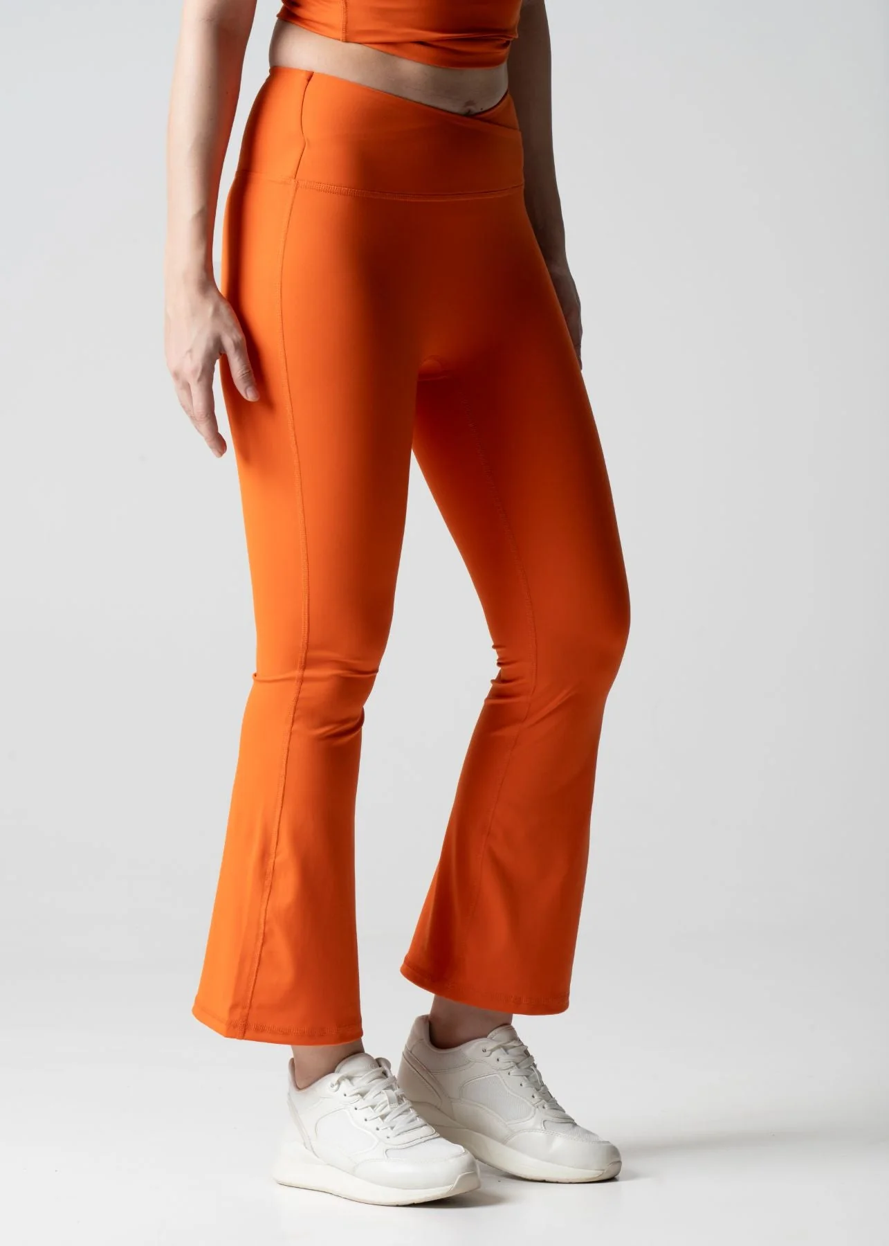 Women High Waist Bootcut Workout Leggings - Orange - Image 4