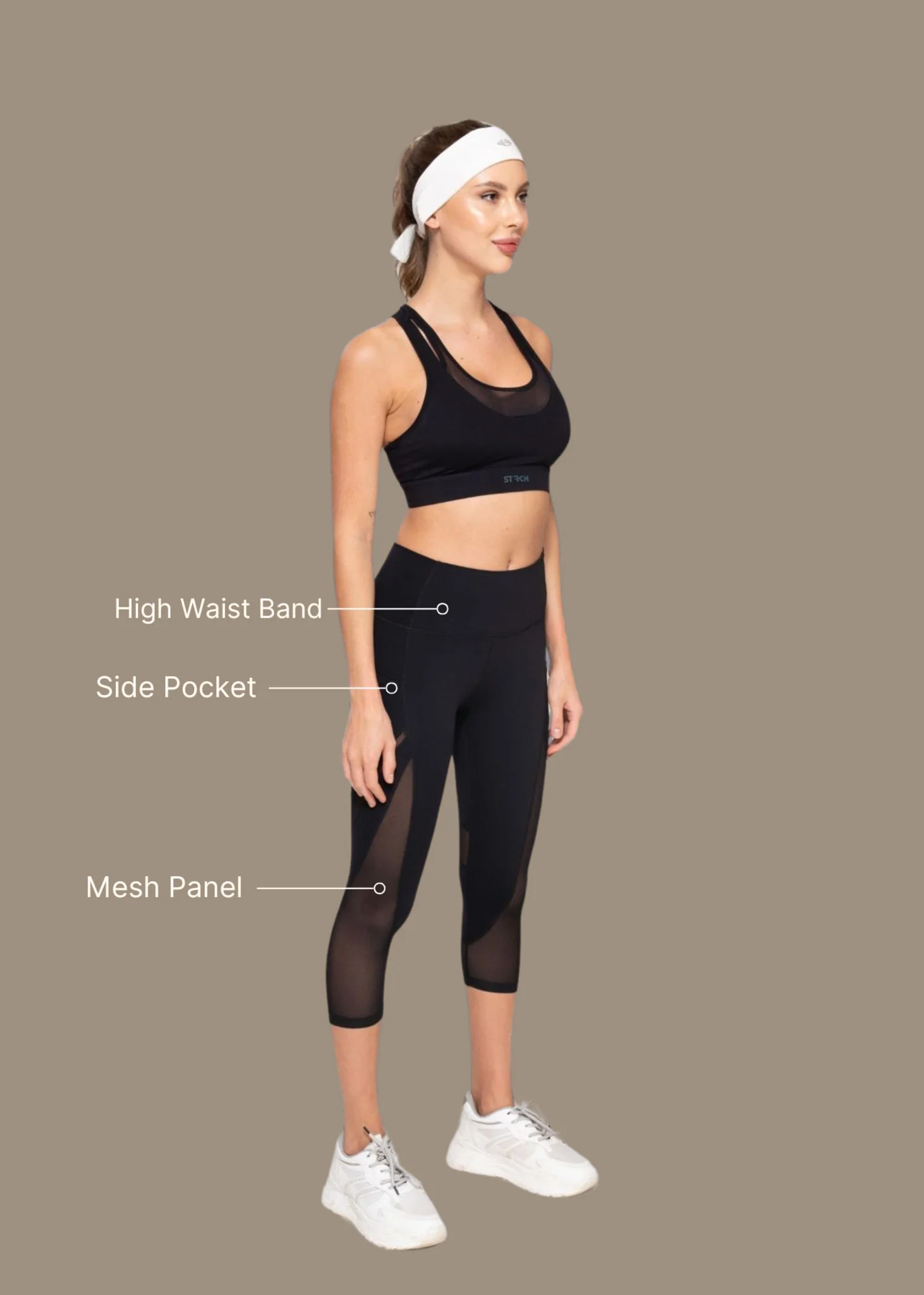 Women High Waist Capri - Black - Image 3