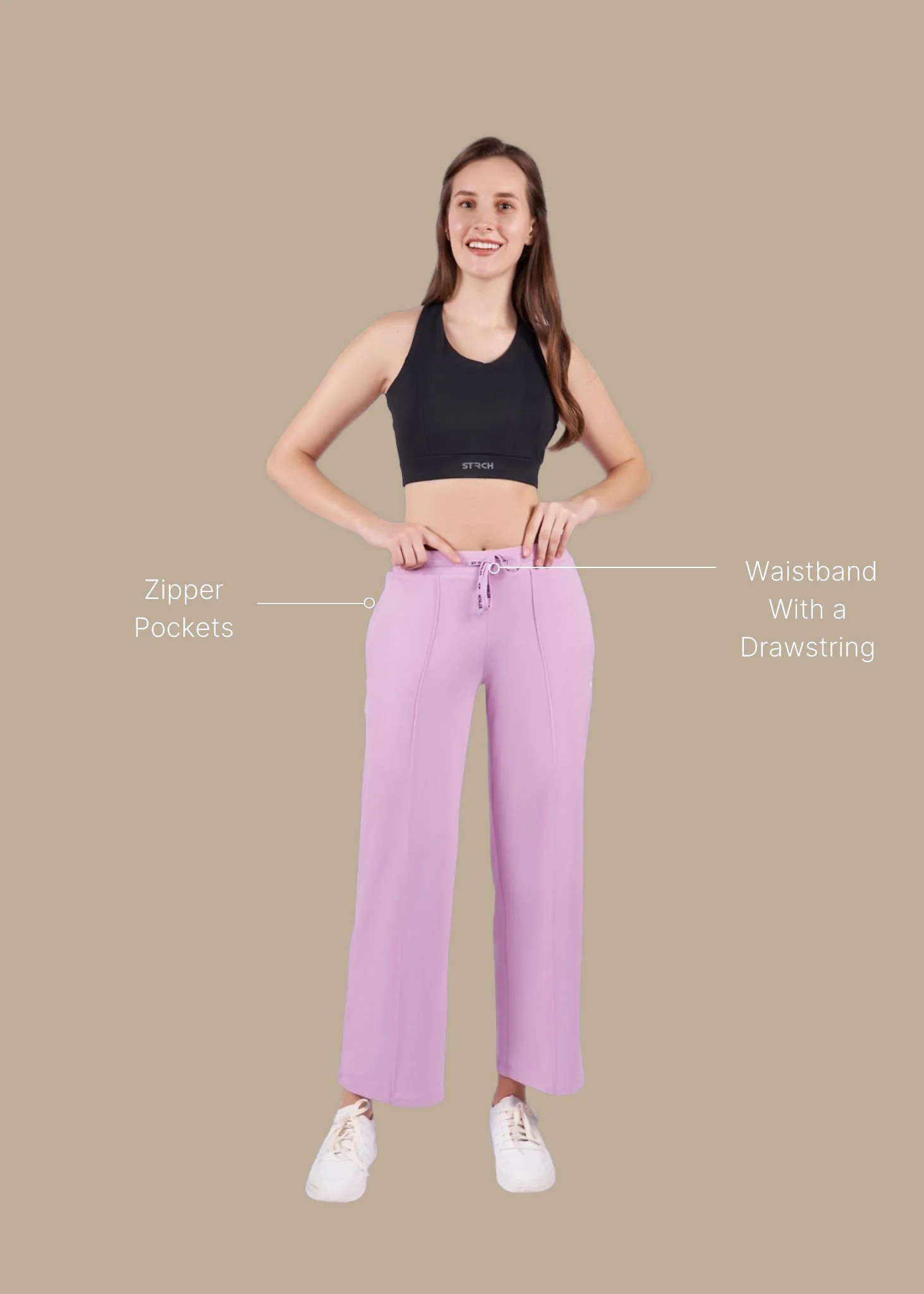 Women High Waist Flare Pants - Lavender - Image 3