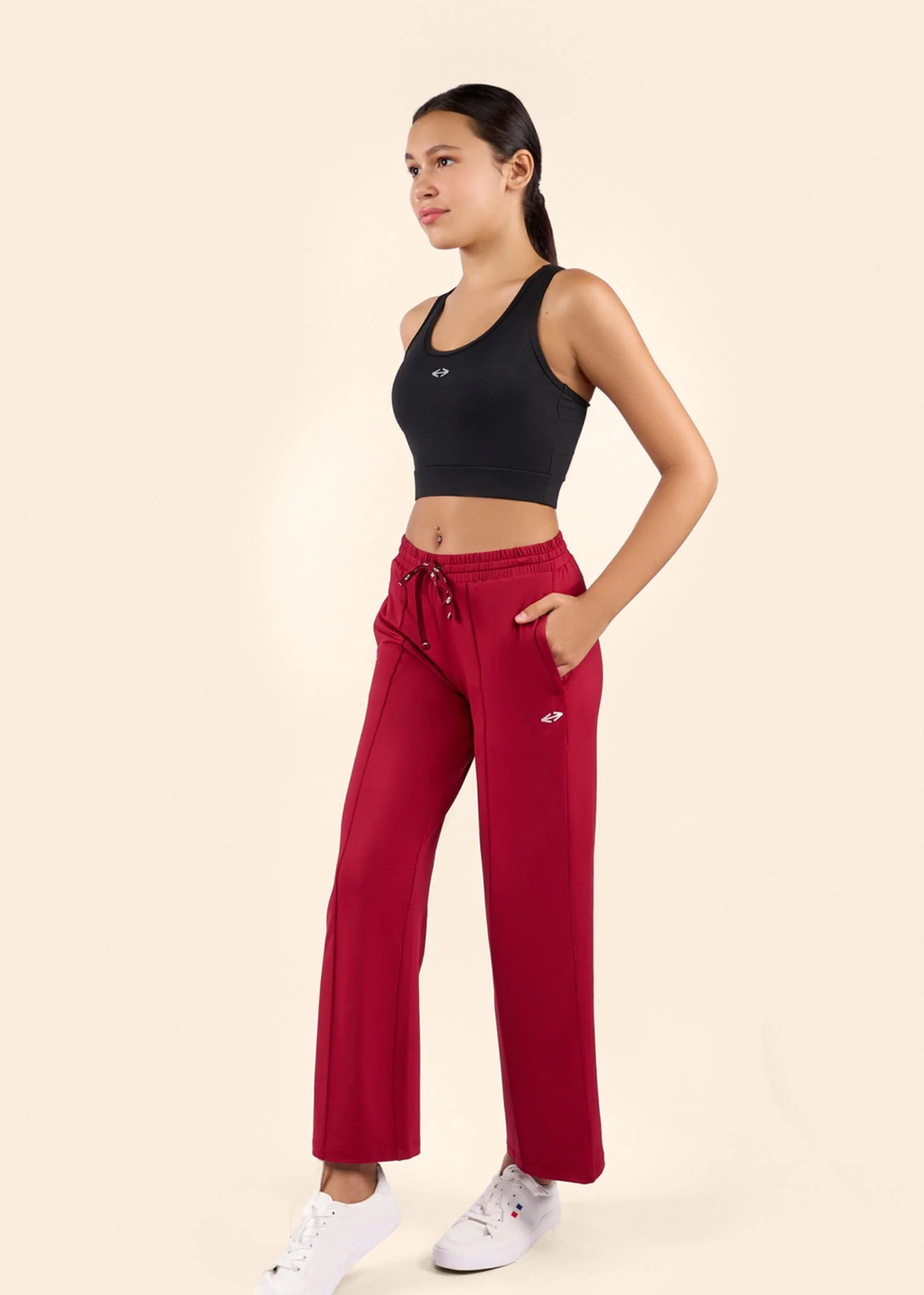 Women High Waist Flare Pants - Maroon - Image 2