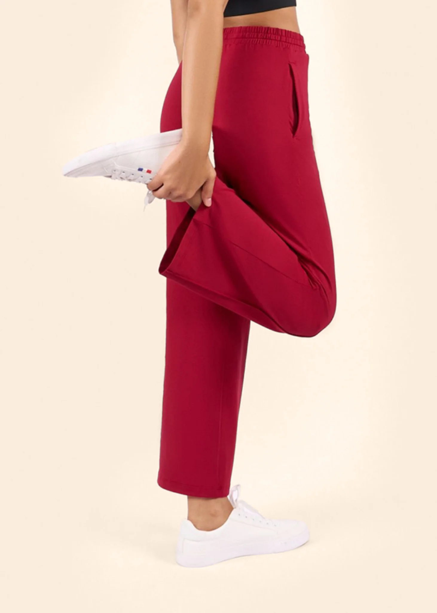 Women High Waist Flare Pants - Maroon - Image 5