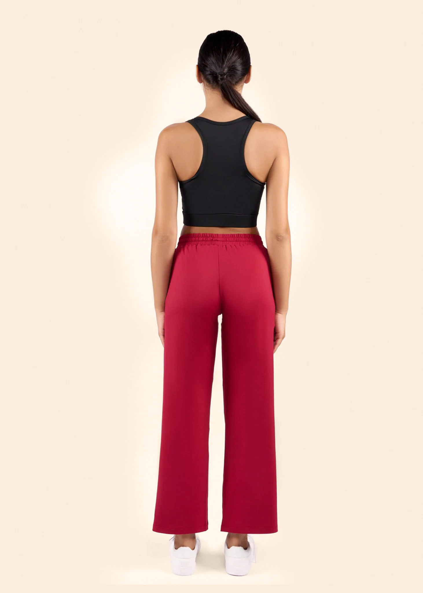 Women High Waist Flare Pants - Maroon - Image 6