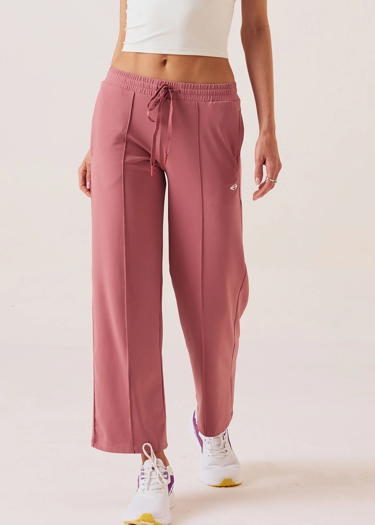 Women High Waist Flare Pants - Rose Pink