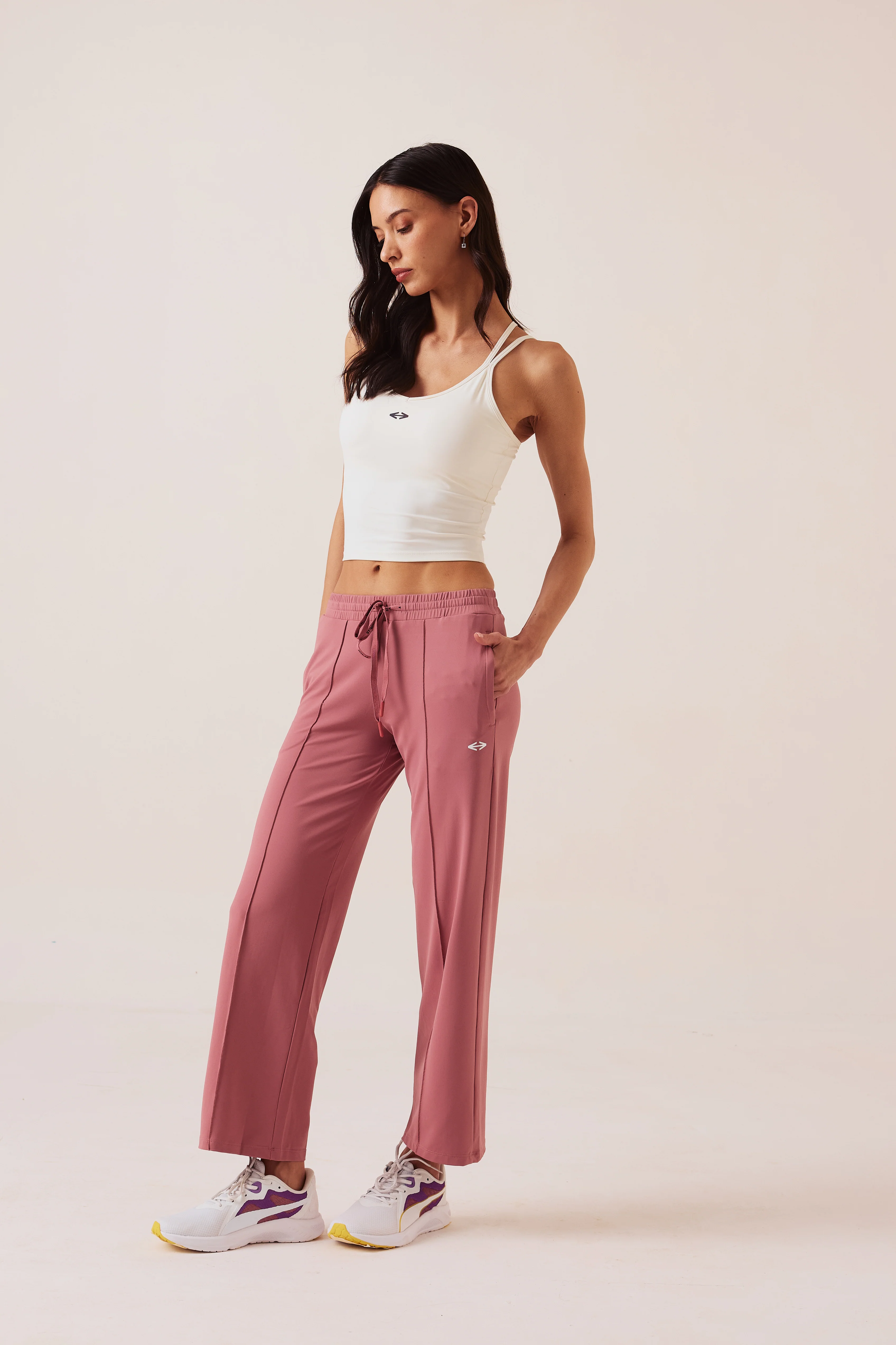 Women High Waist Flare Pants - Rose Pink - Image 4