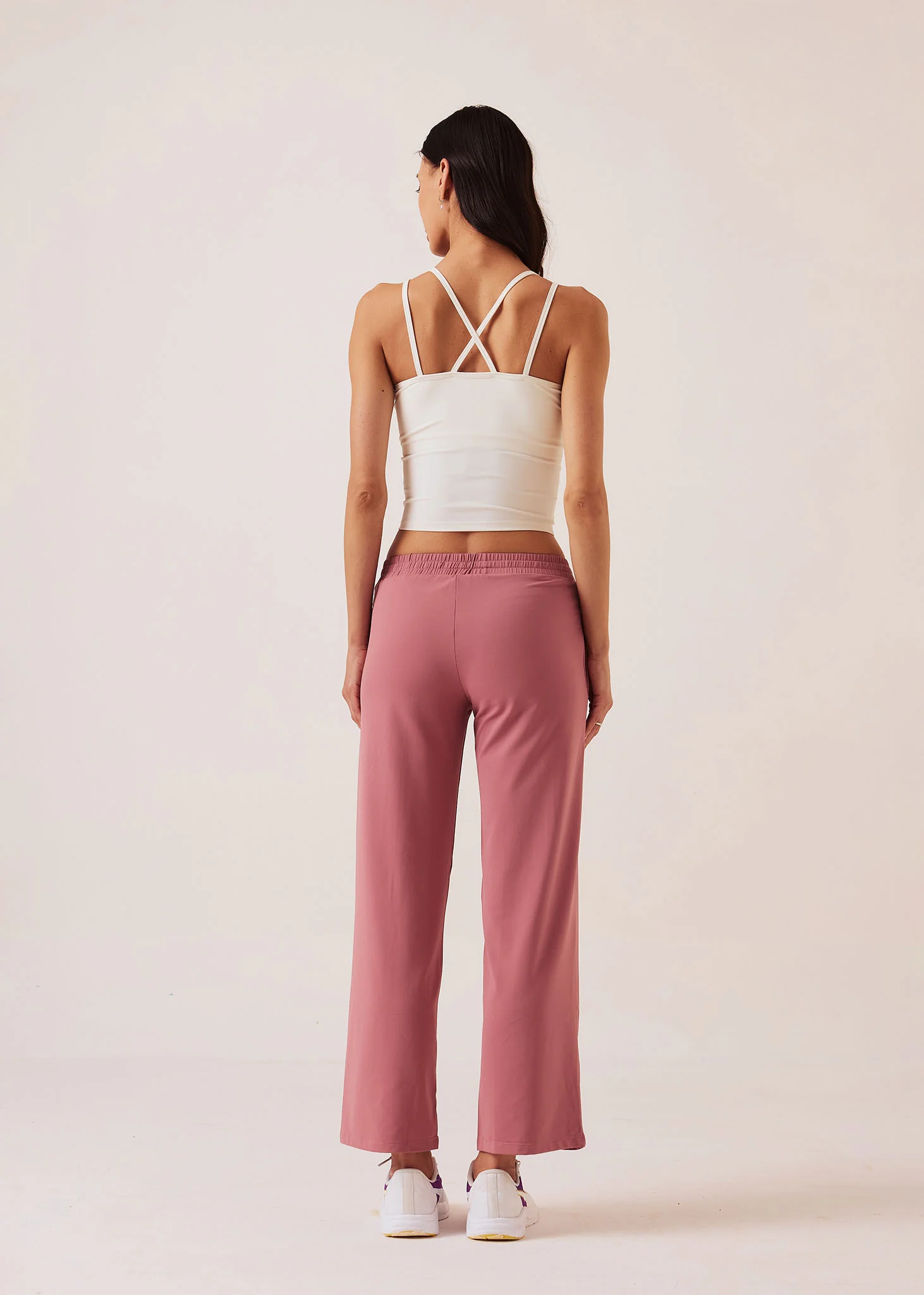 Women High Waist Flare Pants - Rose Pink - Image 5