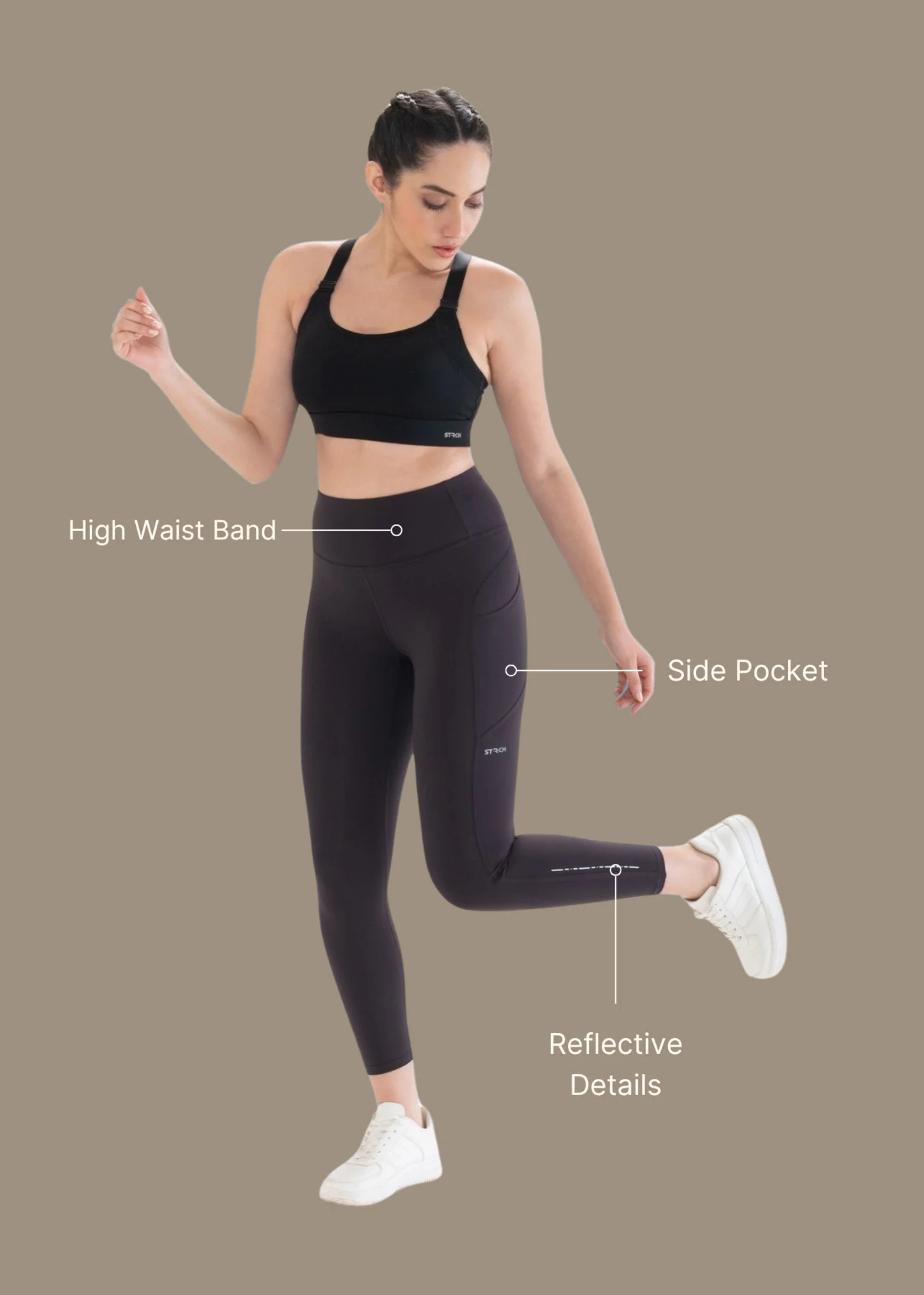 StrchFlex Performance Leggings - Coffee - Image 3