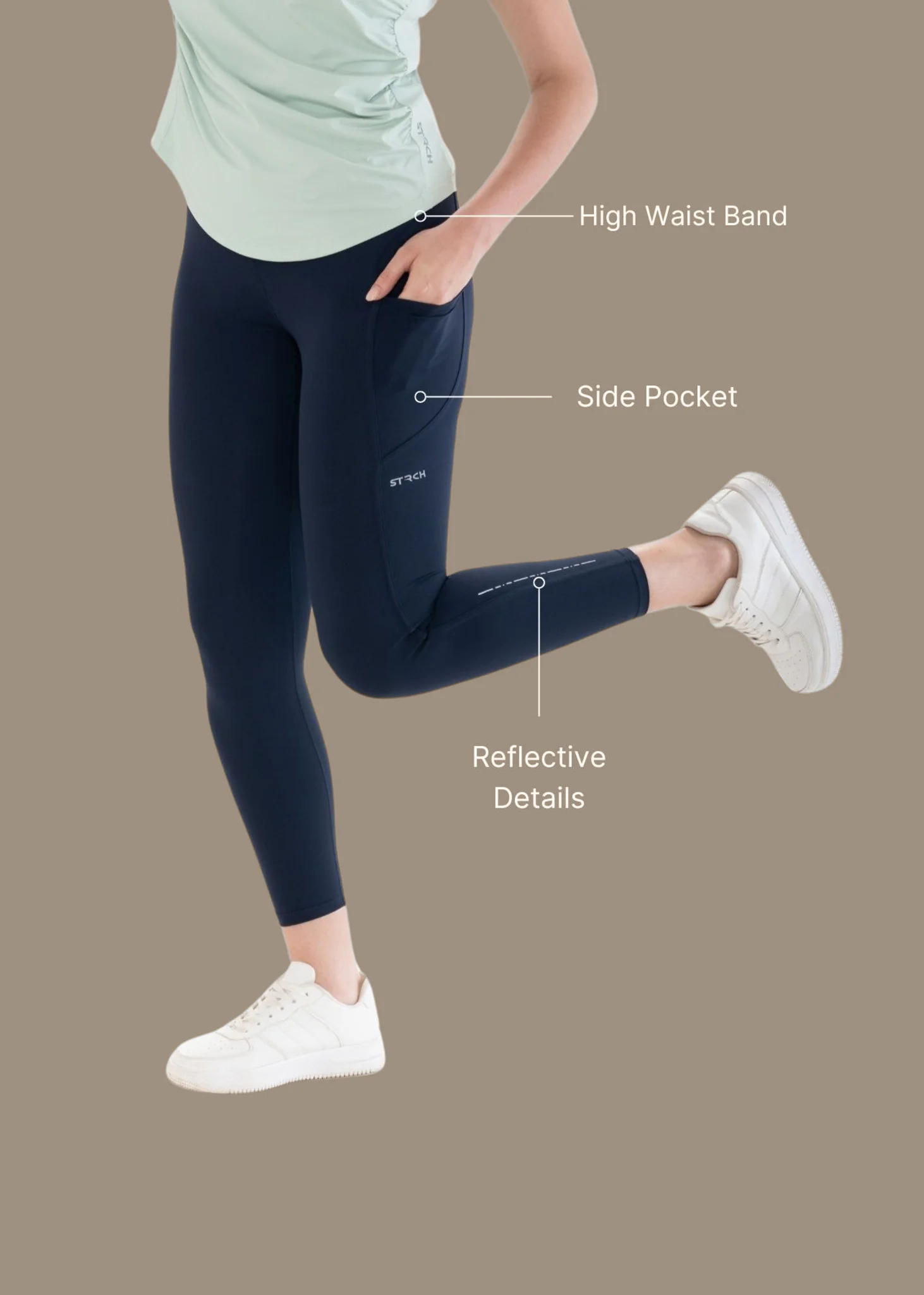 StrchFlex Performance Leggings - Navy Blue - Image 3
