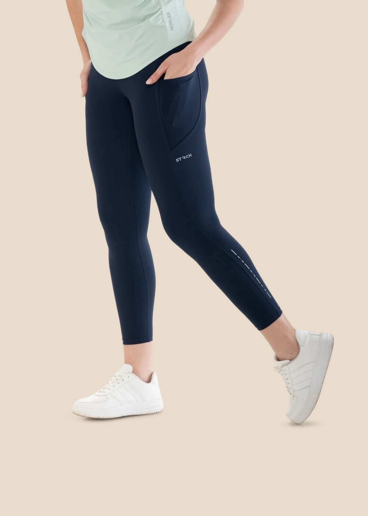 StrchFlex Performance Leggings - Navy Blue - Image 4
