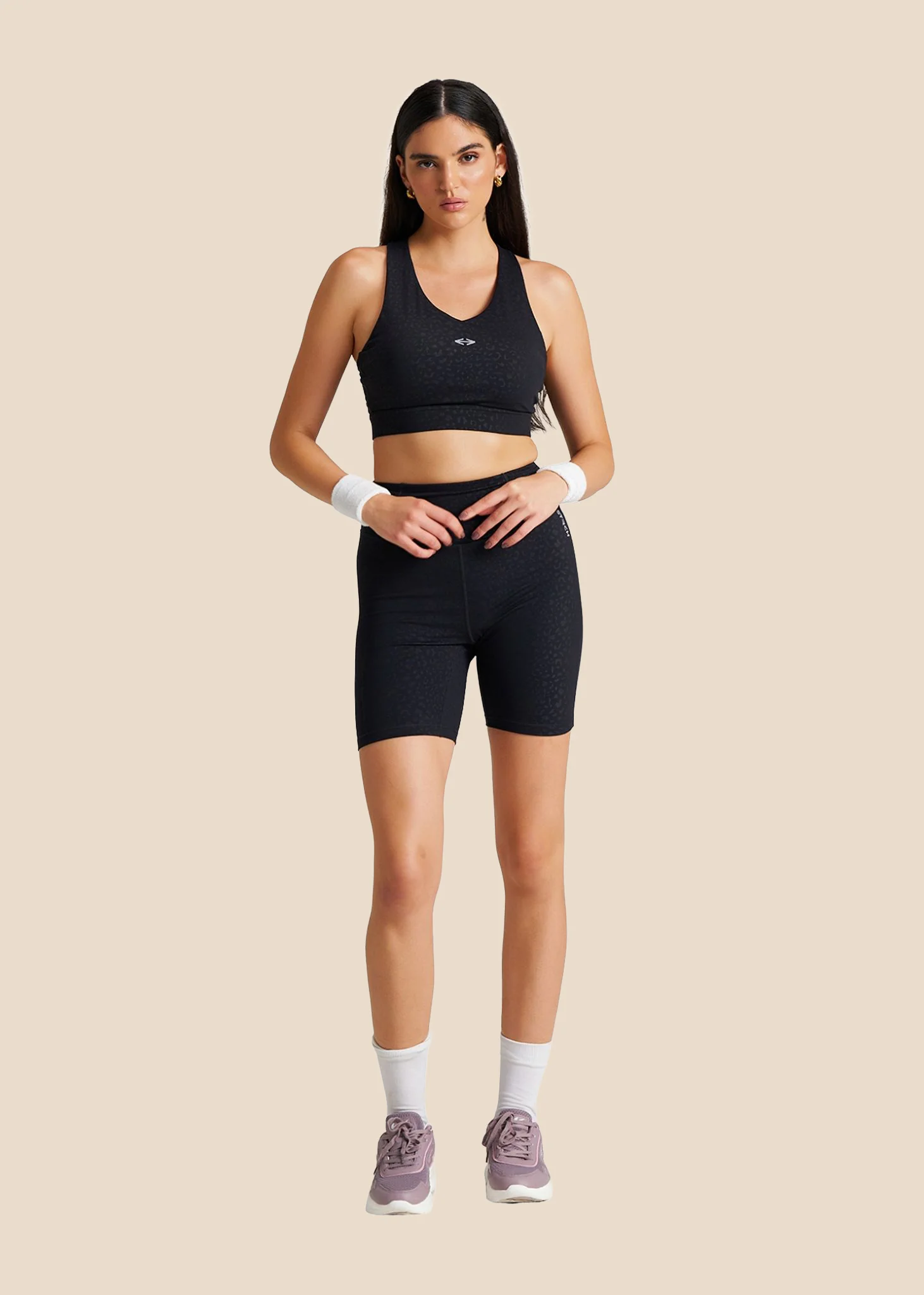 High Impact Leopard Embossed Sports bra - Black - Image 2