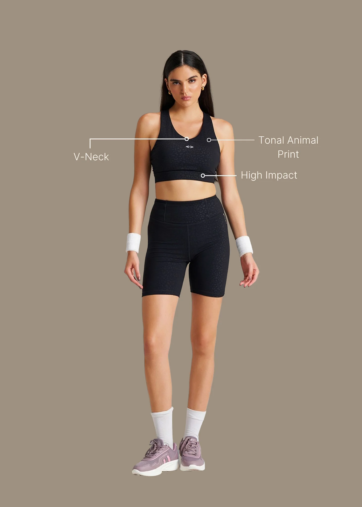 High Impact Leopard Embossed Sports bra - Black - Image 3