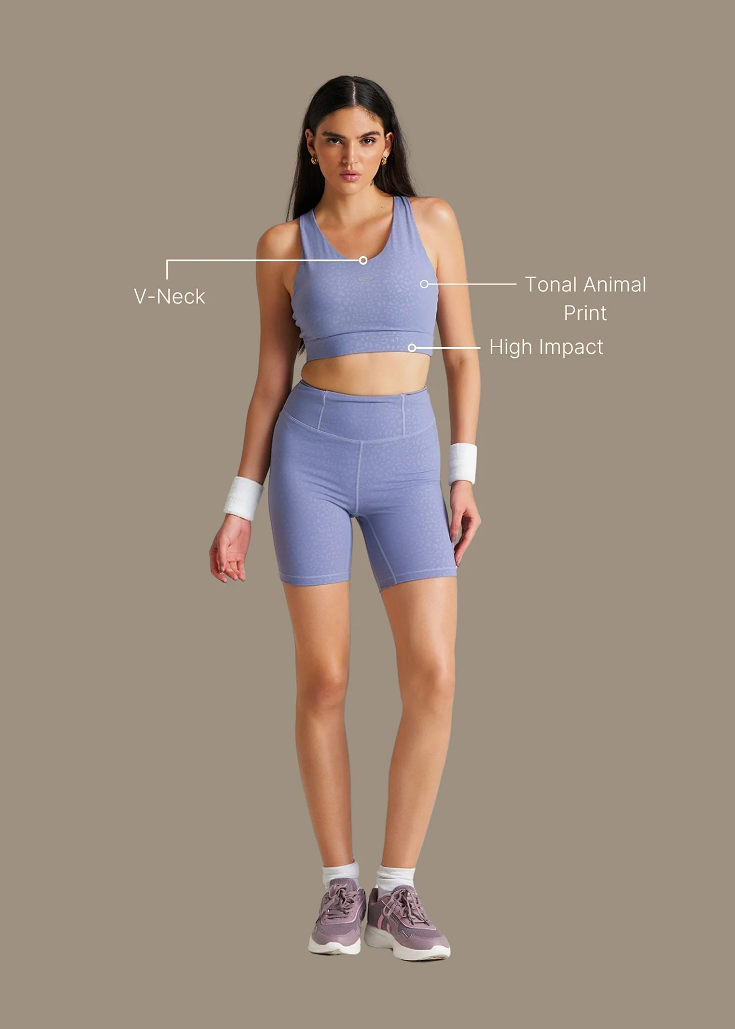 High Impact Leopard Embossed Sports bra - Purple Haze - Image 3