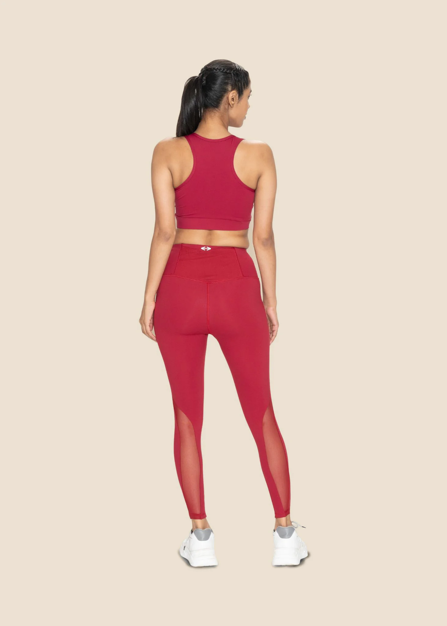 Women Mesh Leggings - Maroon - Image 6
