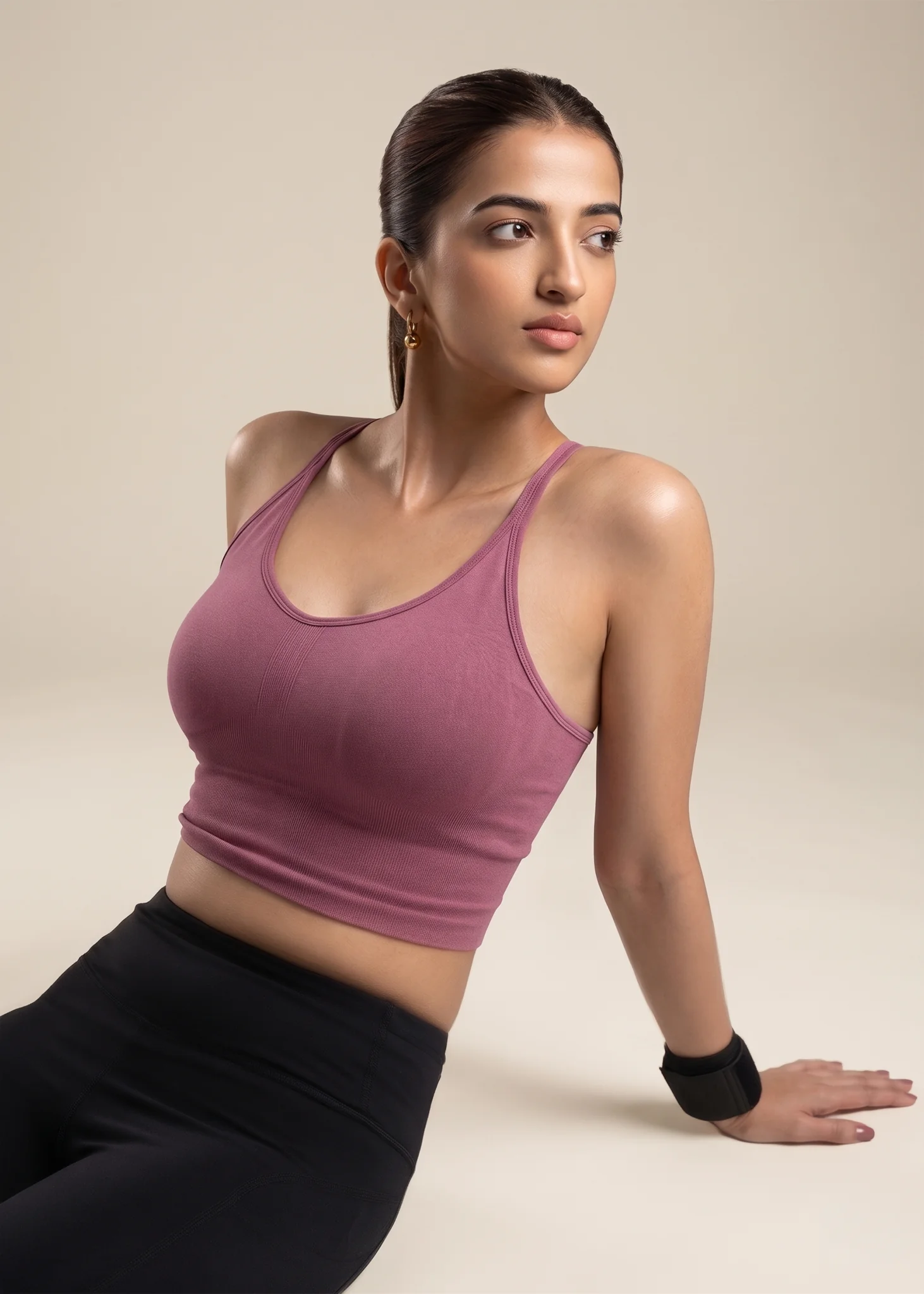 Seamless open Back Sports Bra - Hawthorn Rose - Image 2
