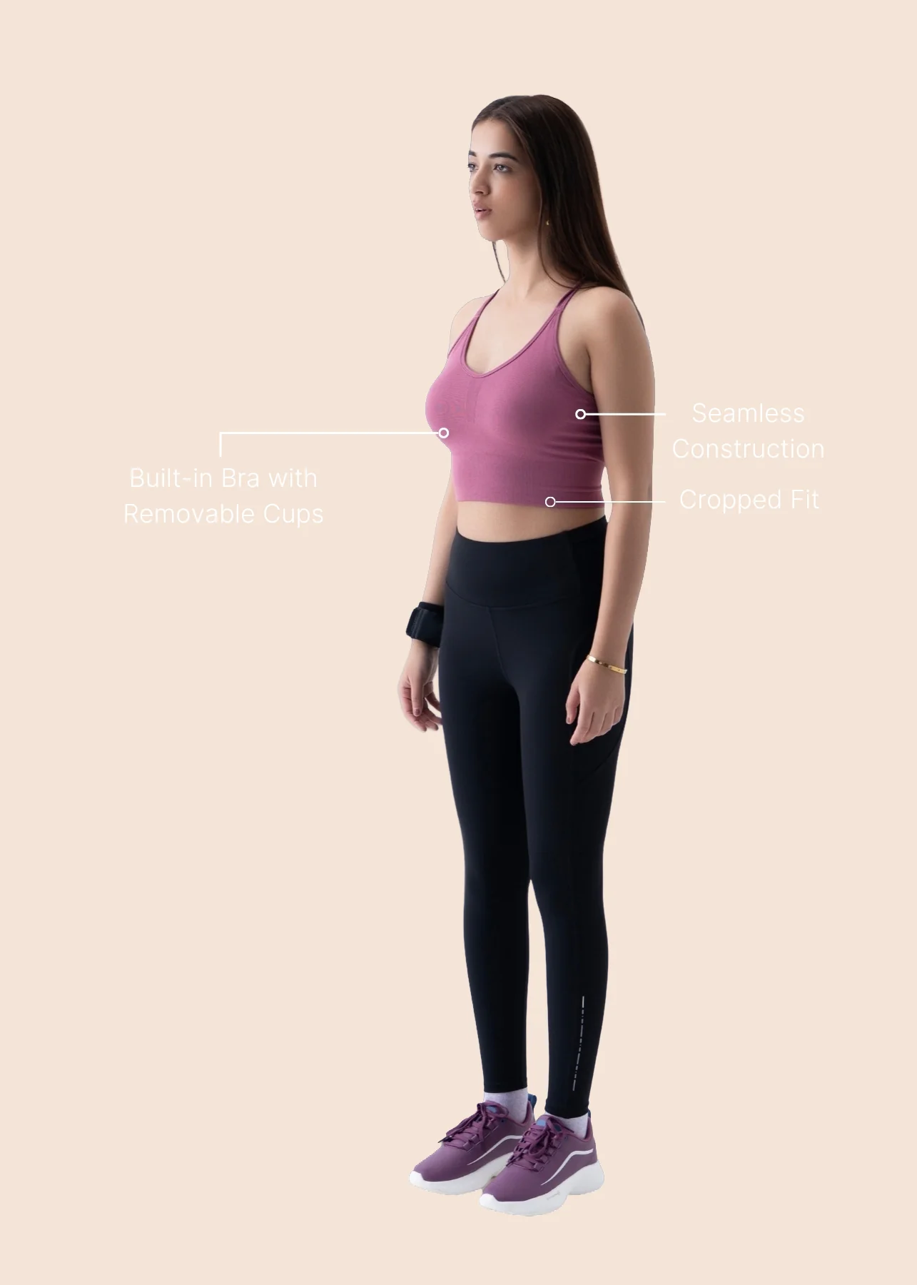 Seamless open Back Sports Bra - Hawthorn Rose - Image 4