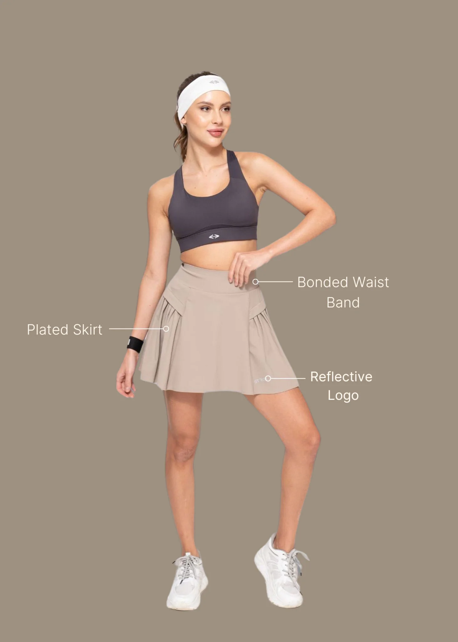 Women Pleated Skirt - Beige - Image 2