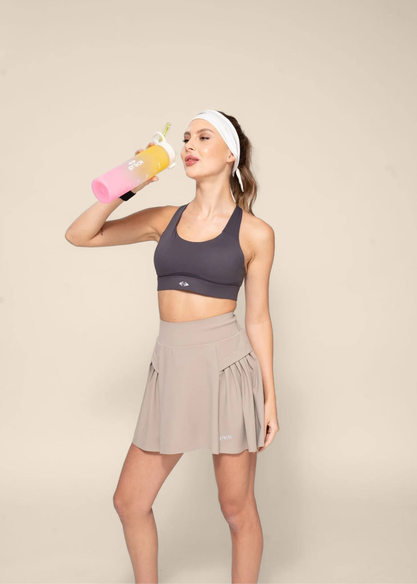 Women Pleated Skirt - Beige - Image 6