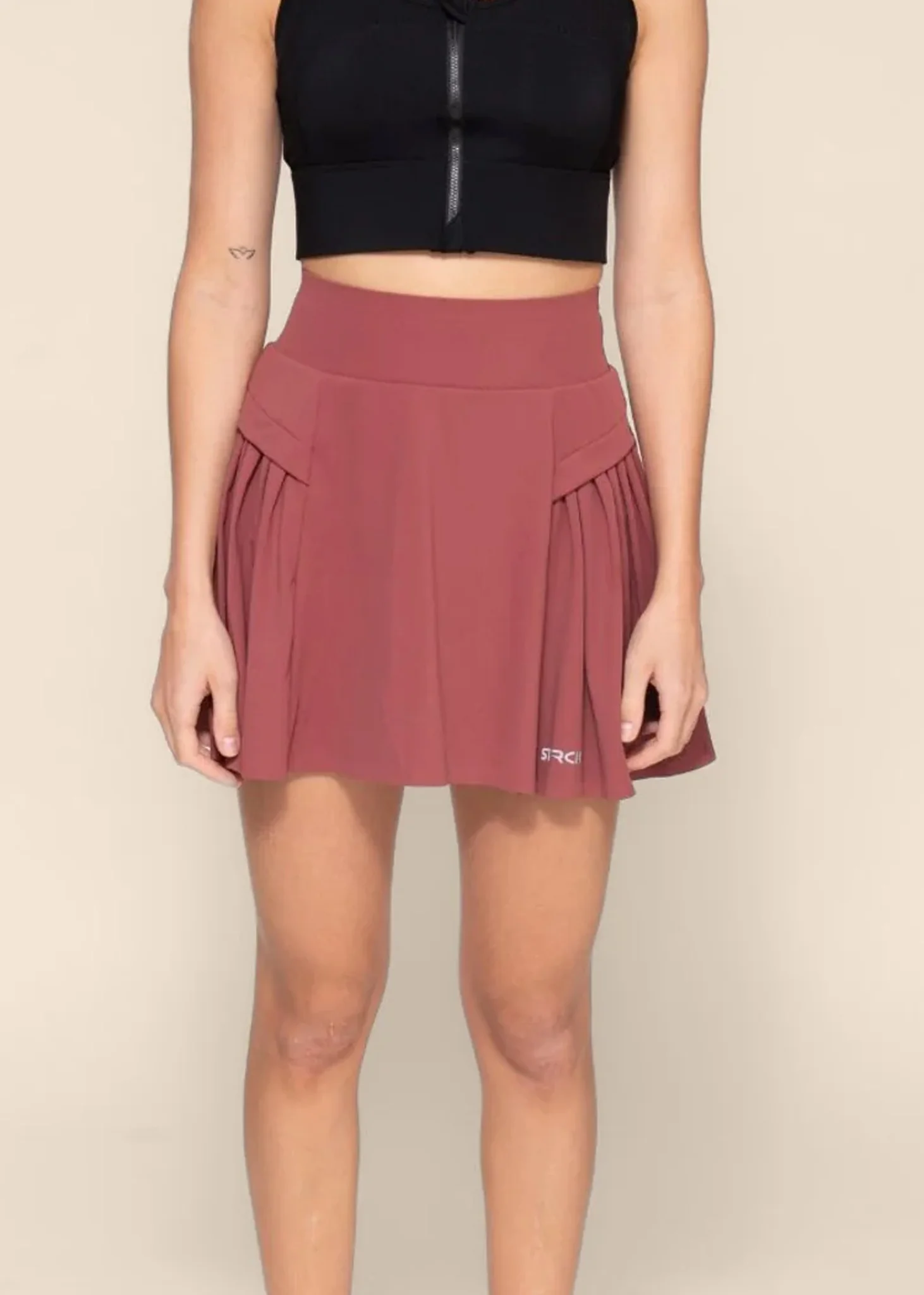 Women Pleated Skirt - Burnt Russet