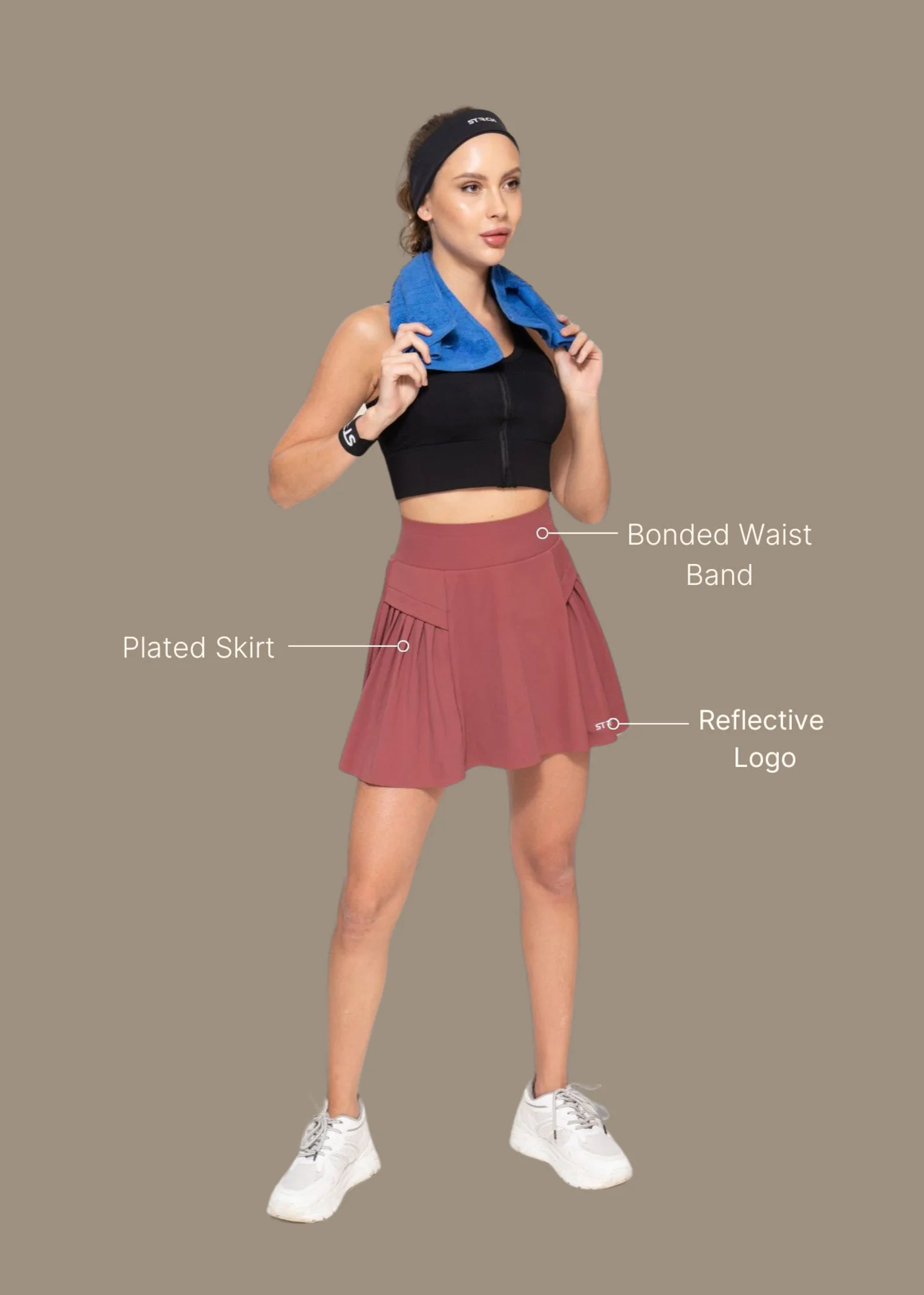 Women Pleated Skirt - Burnt Russet - Image 3