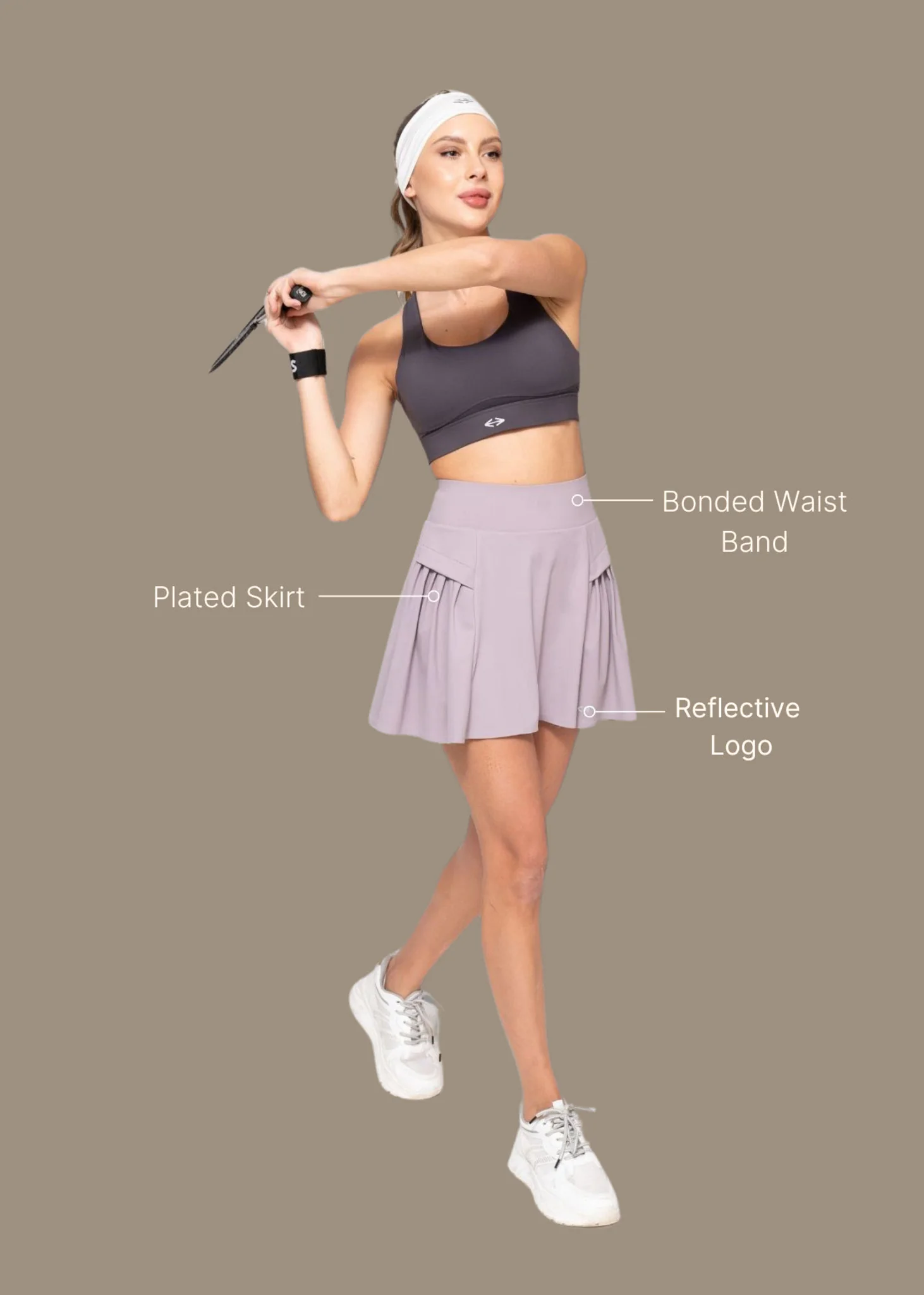 Women Pleated Skort - Purple - Image 3