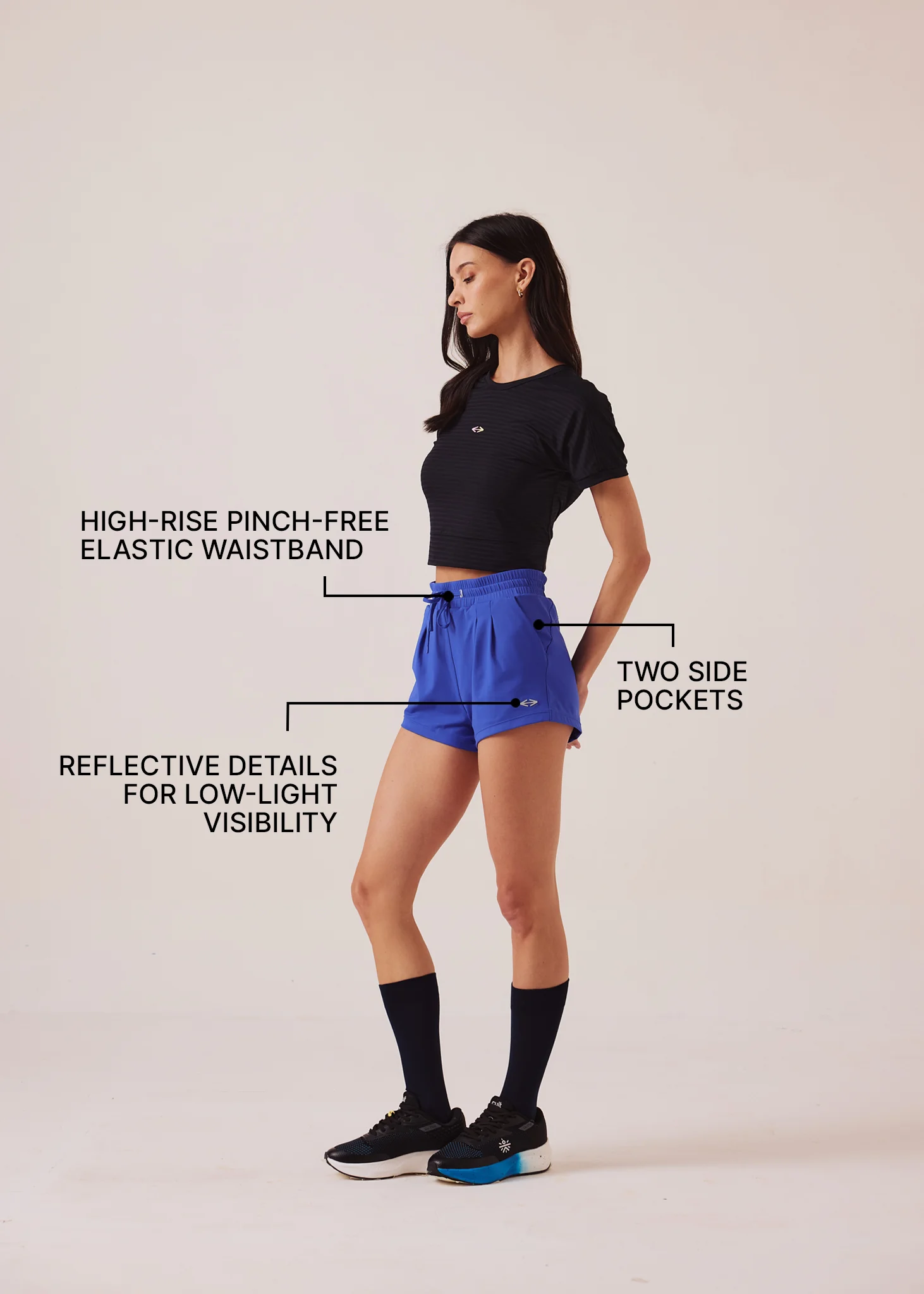 Women Pocket Workout Shorts - Dazzling Blue - Image 3