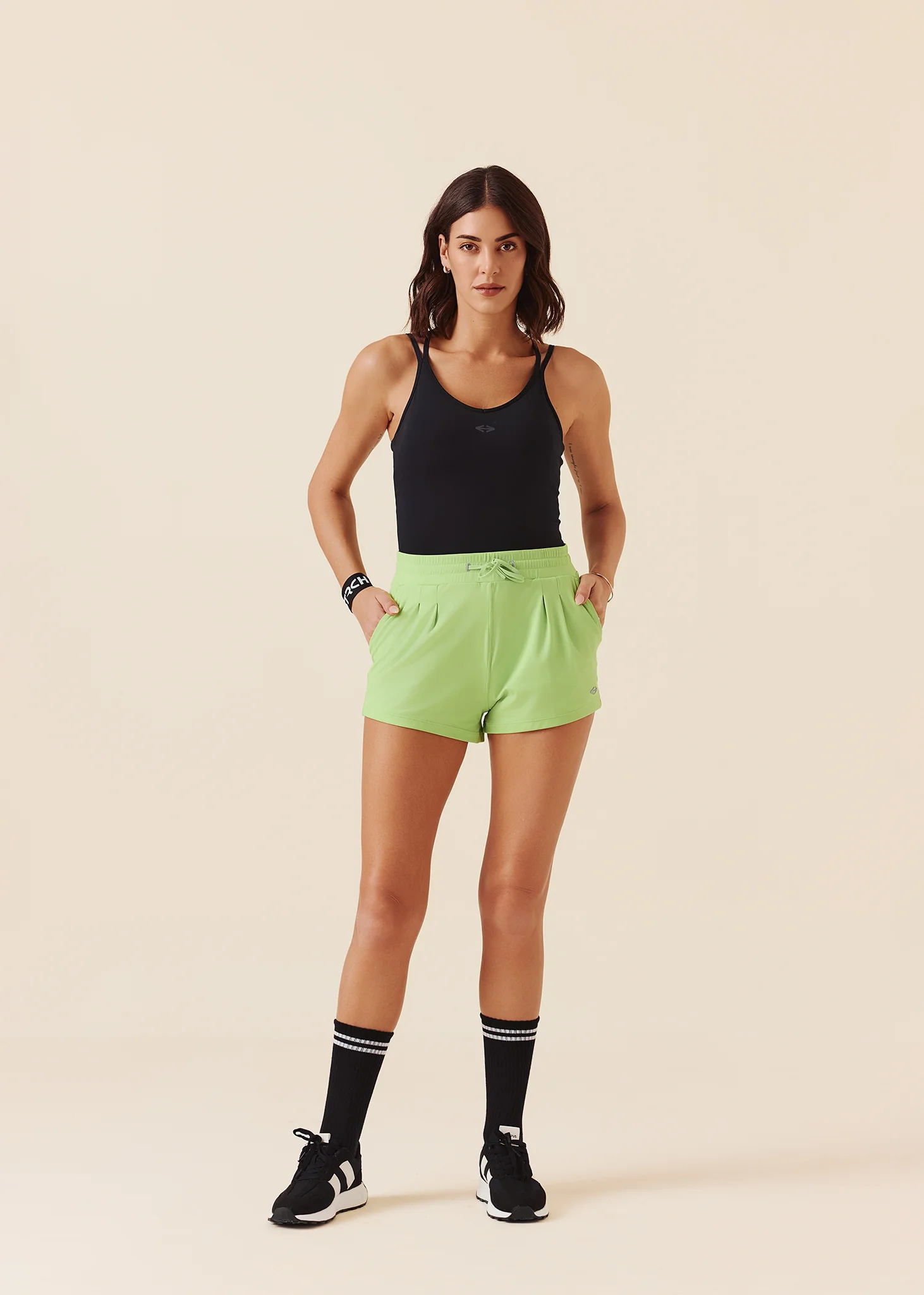 Women Pocket Workout Shorts - Pear green - Image 2