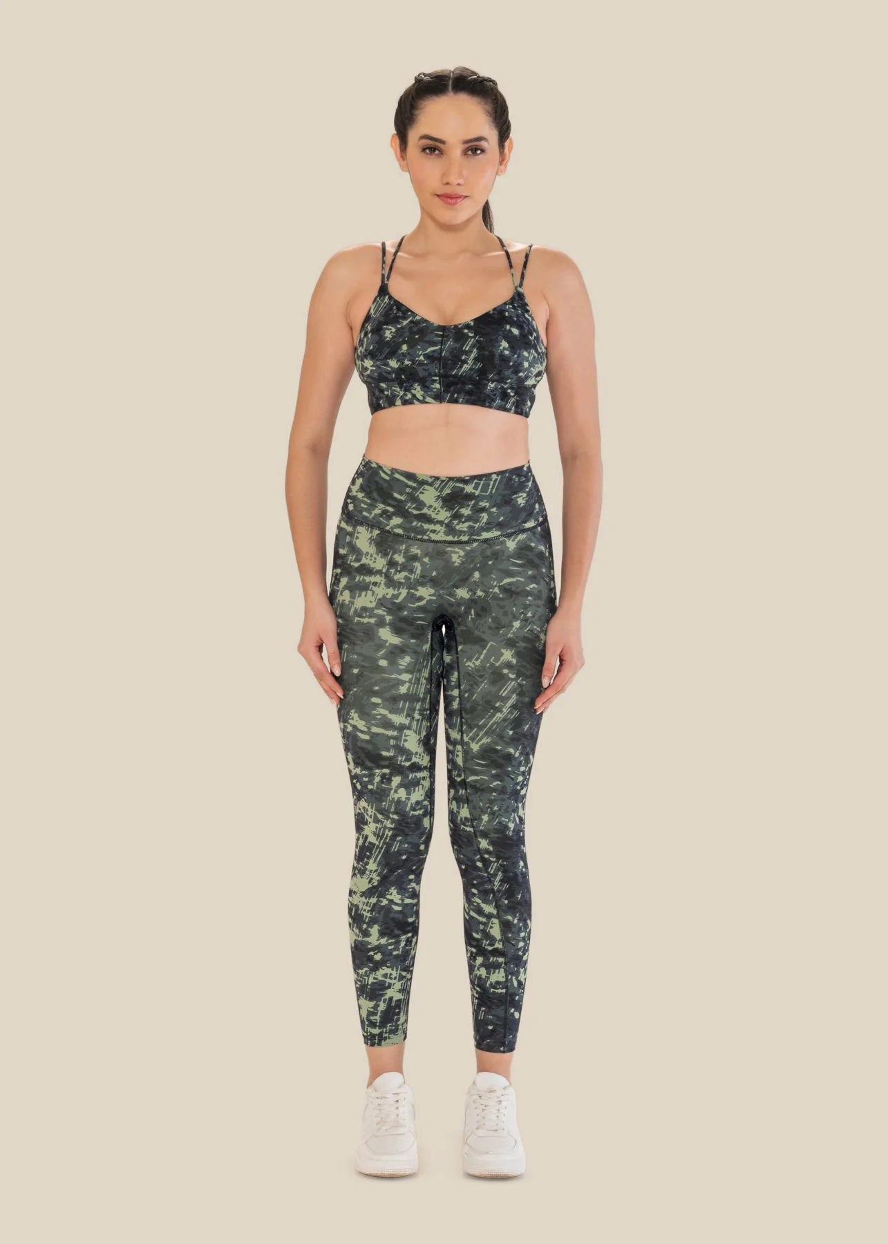 Low Impact Printed Sports Bra - Dusty Green - Image 2