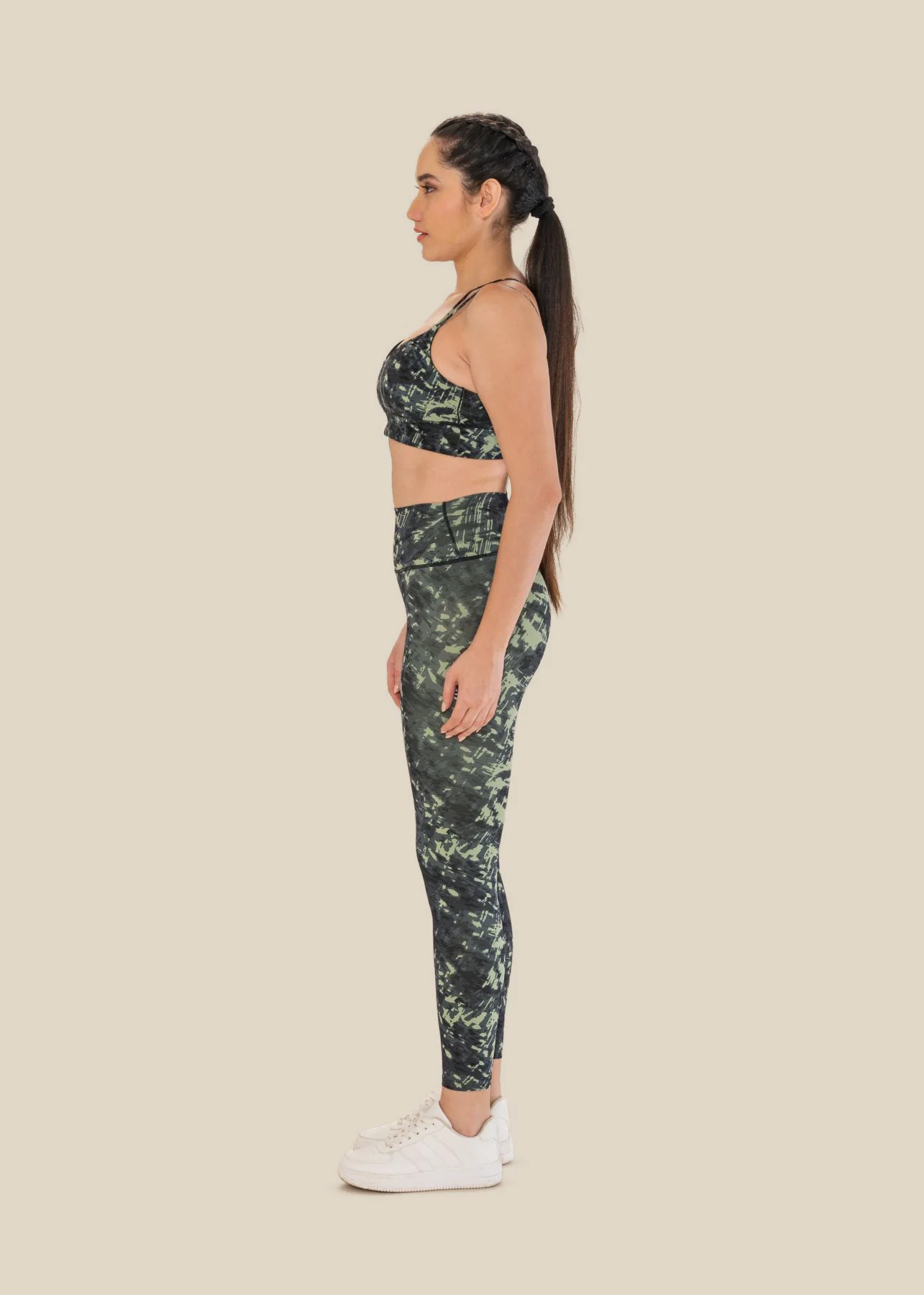 Low Impact Printed Sports Bra - Dusty Green - Image 4