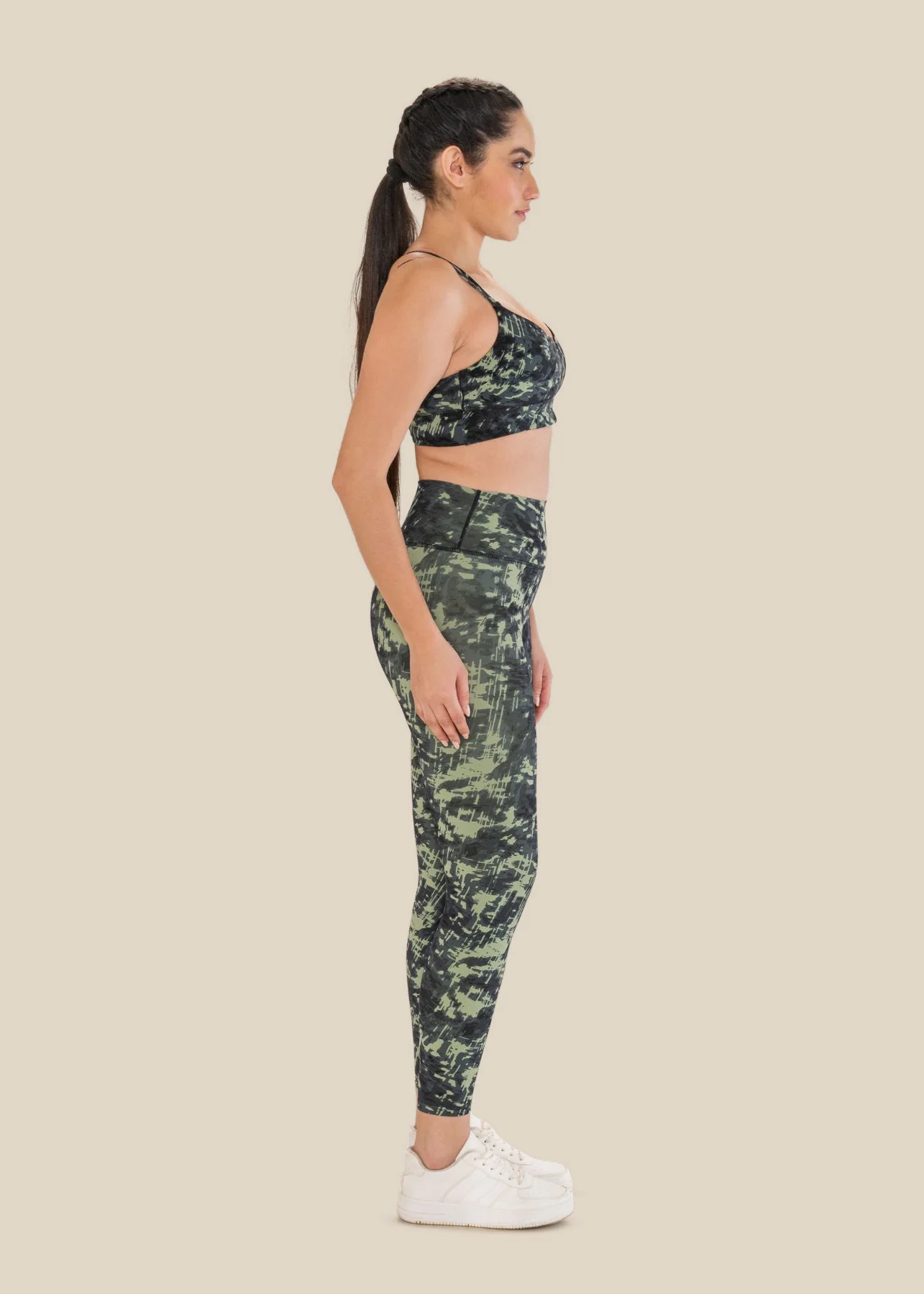 Low Impact Printed Sports Bra - Dusty Green - Image 5