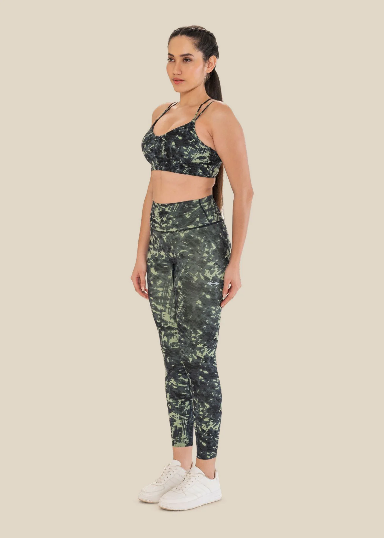 Low Impact Printed Sports Bra - Dusty Green - Image 6