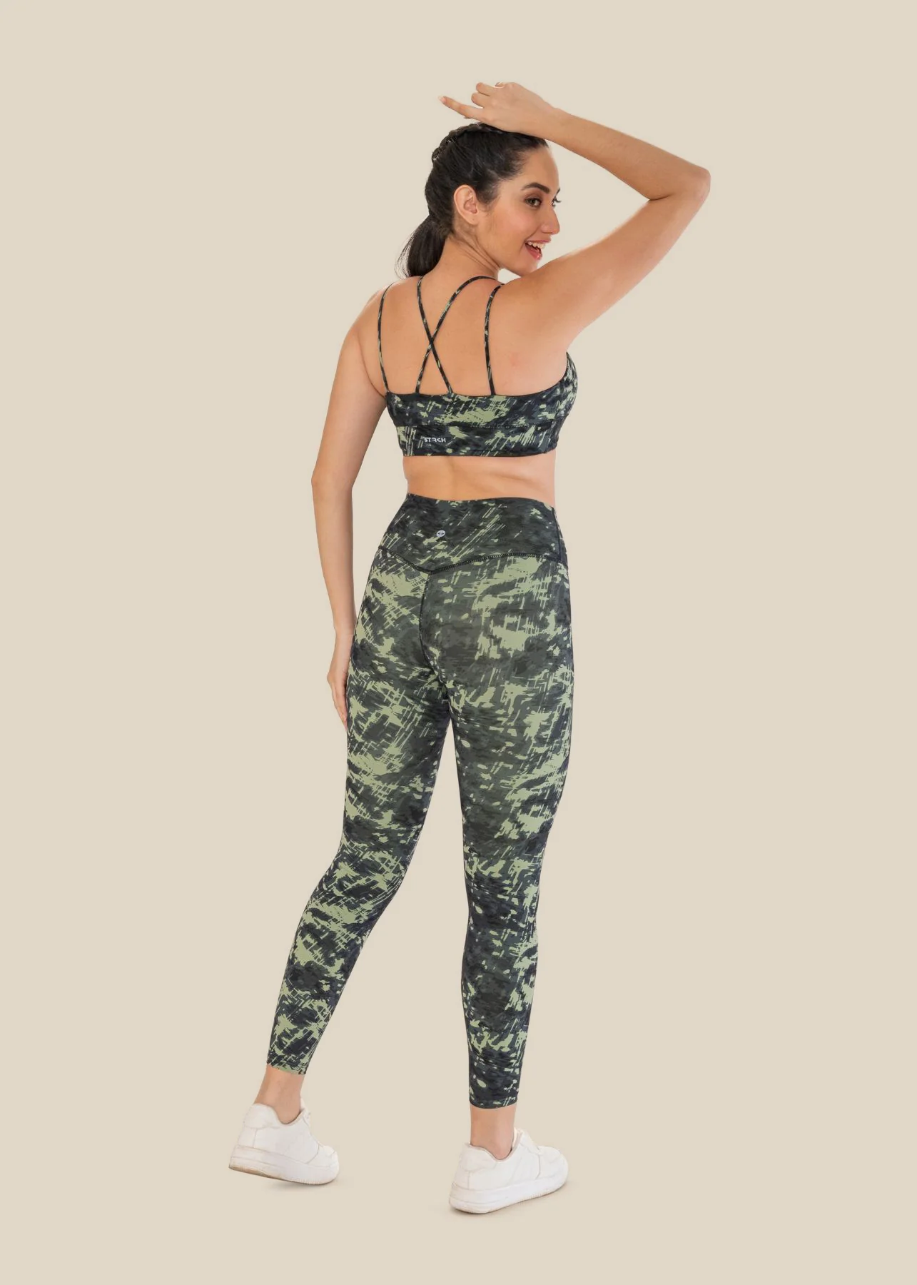 Low Impact Printed Sports Bra - Dusty Green - Image 7