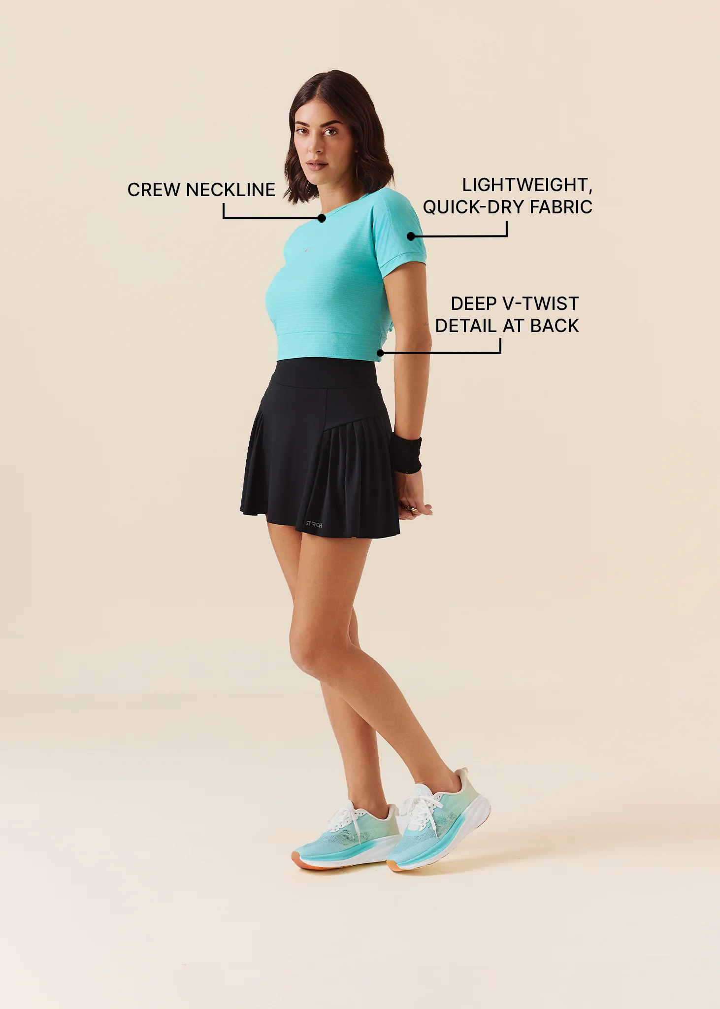 Women Quick Dry Workout Top - Turquoise - Image 3