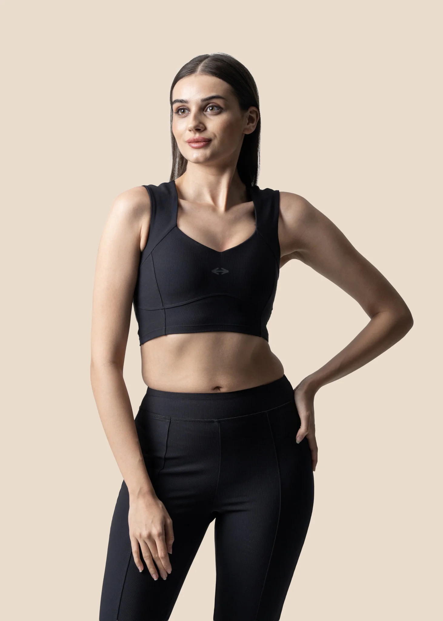 Women Reflective Gym Sports Bra - Black - Image 2