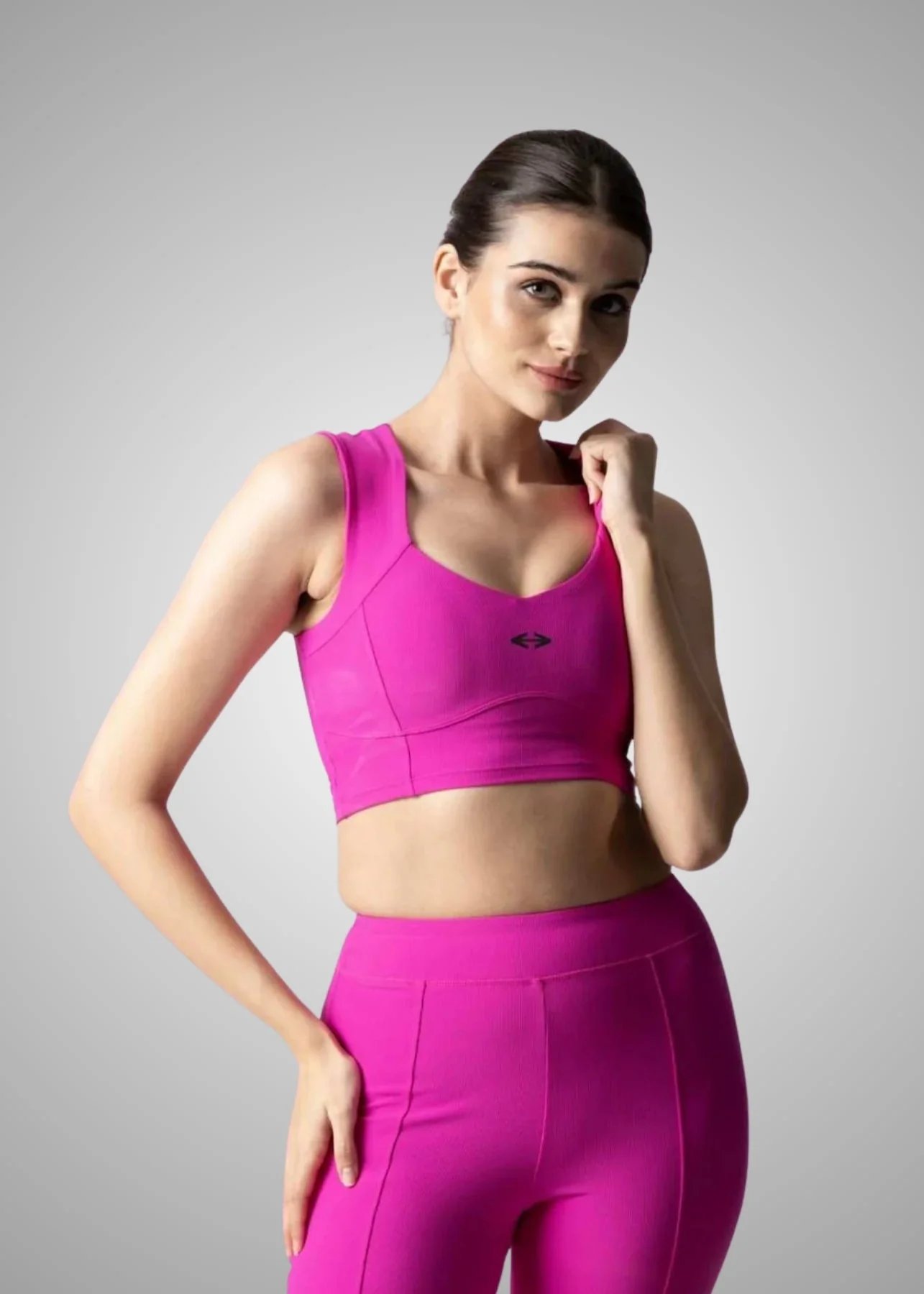 Women Reflective Gym Sports Bra - Shocking Pink