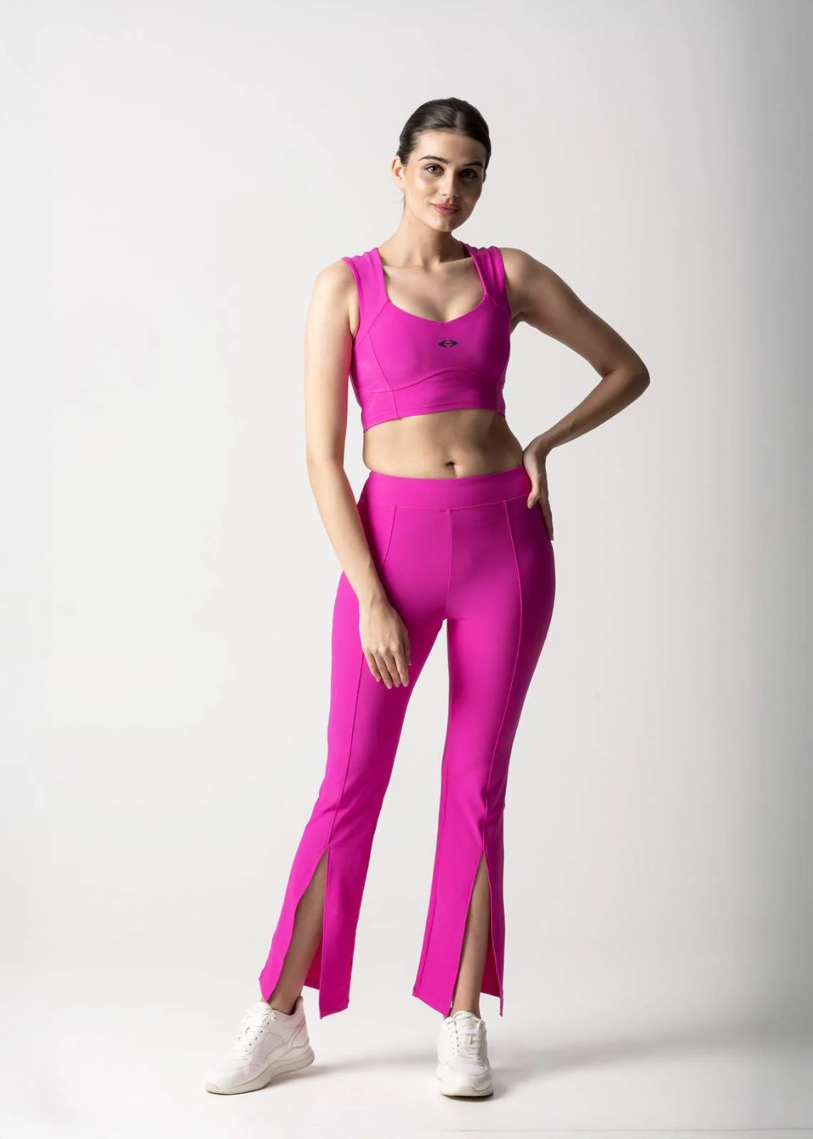 Women Reflective Gym Sports Bra - Shocking Pink - Image 3