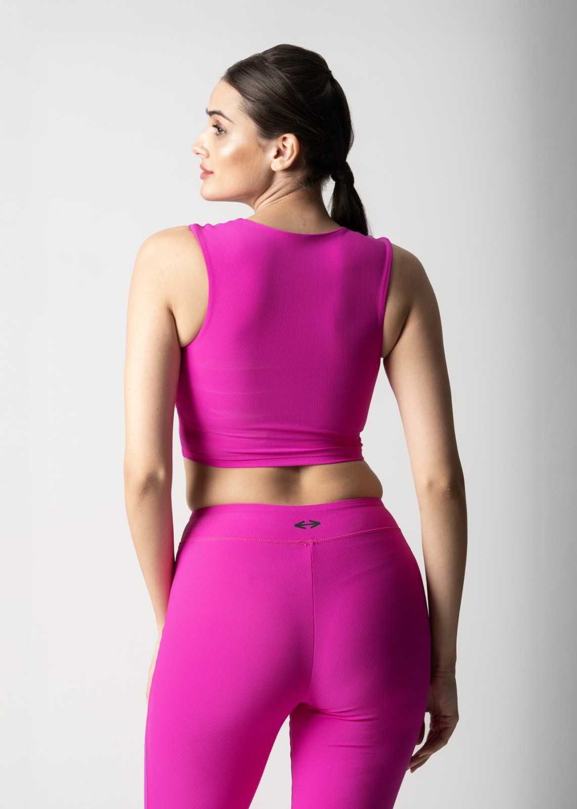 Women Reflective Gym Sports Bra - Shocking Pink - Image 5