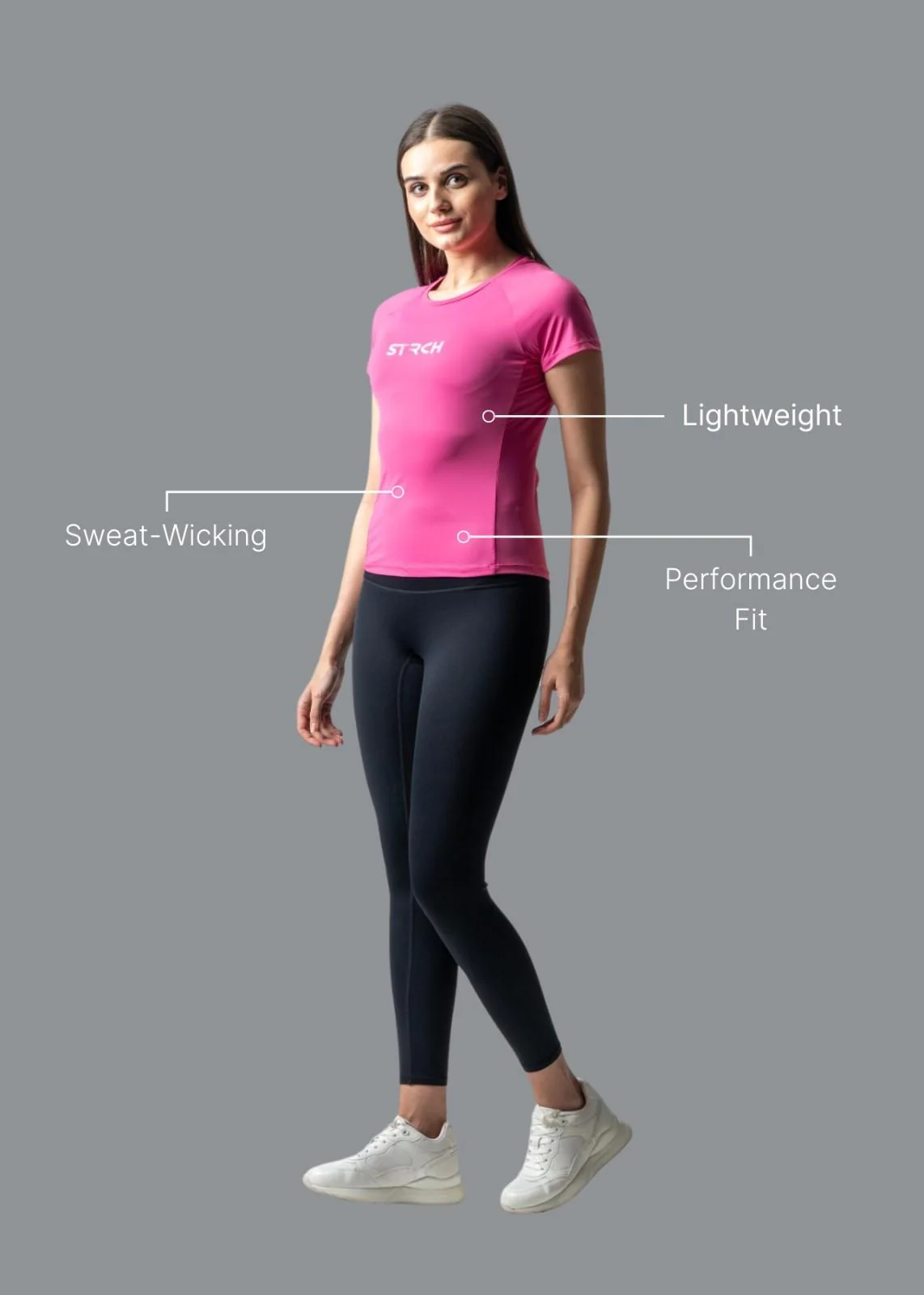 Women Running T Shirt - Hot Pink - Image 2