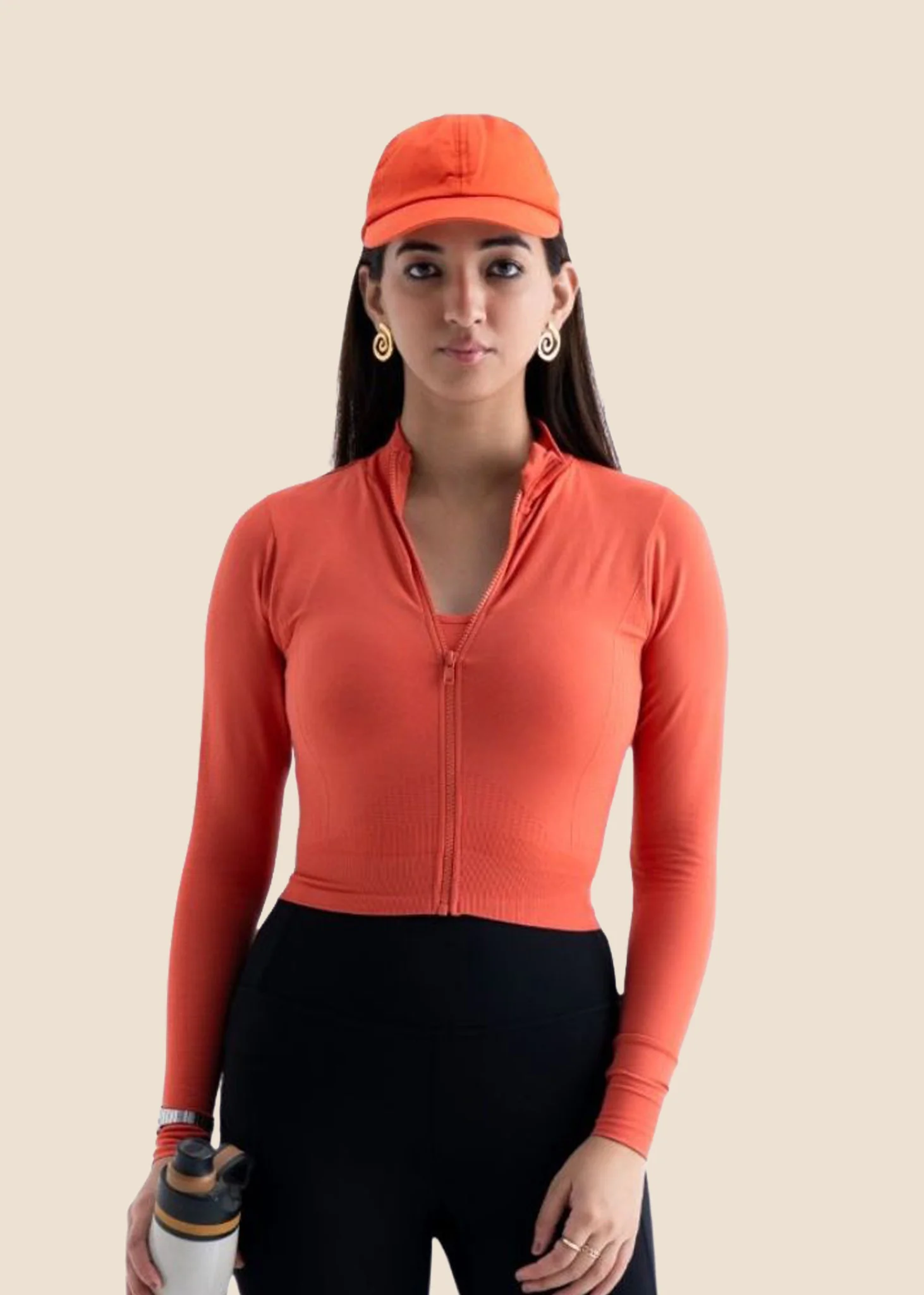 Women Seamless Crop Jacket - Coral
