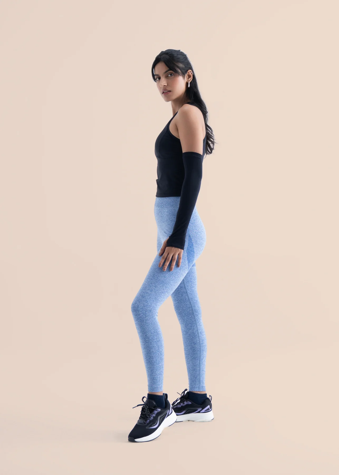 Women Seamless Workout Leggings - Majestic Blue - Image 6