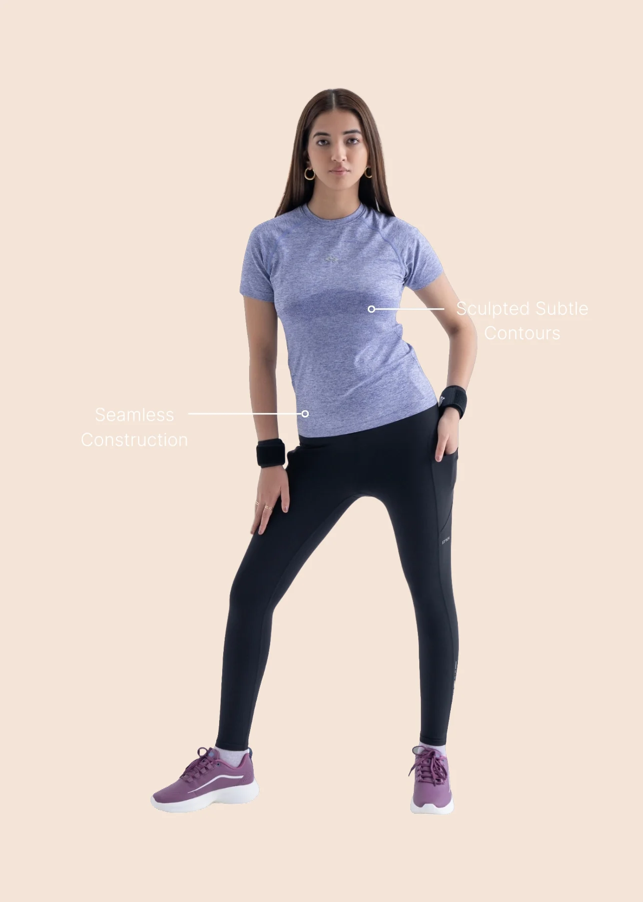 Seamless workout Regular Tee - Light Purple - Image 3