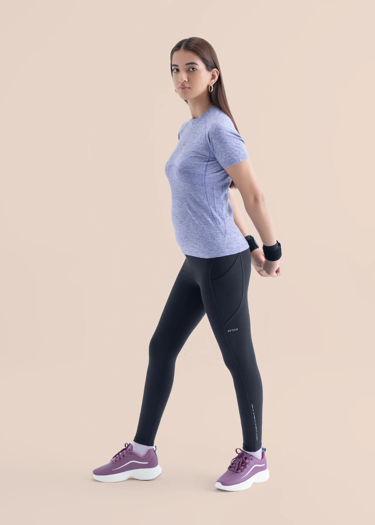 Seamless workout Regular Tee - Light Purple - Image 4