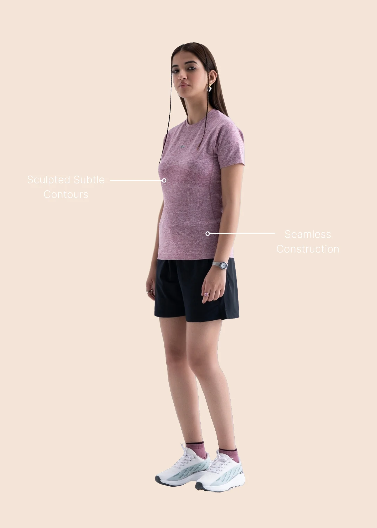 Seamless workout Regular Tee - Rose - Image 3