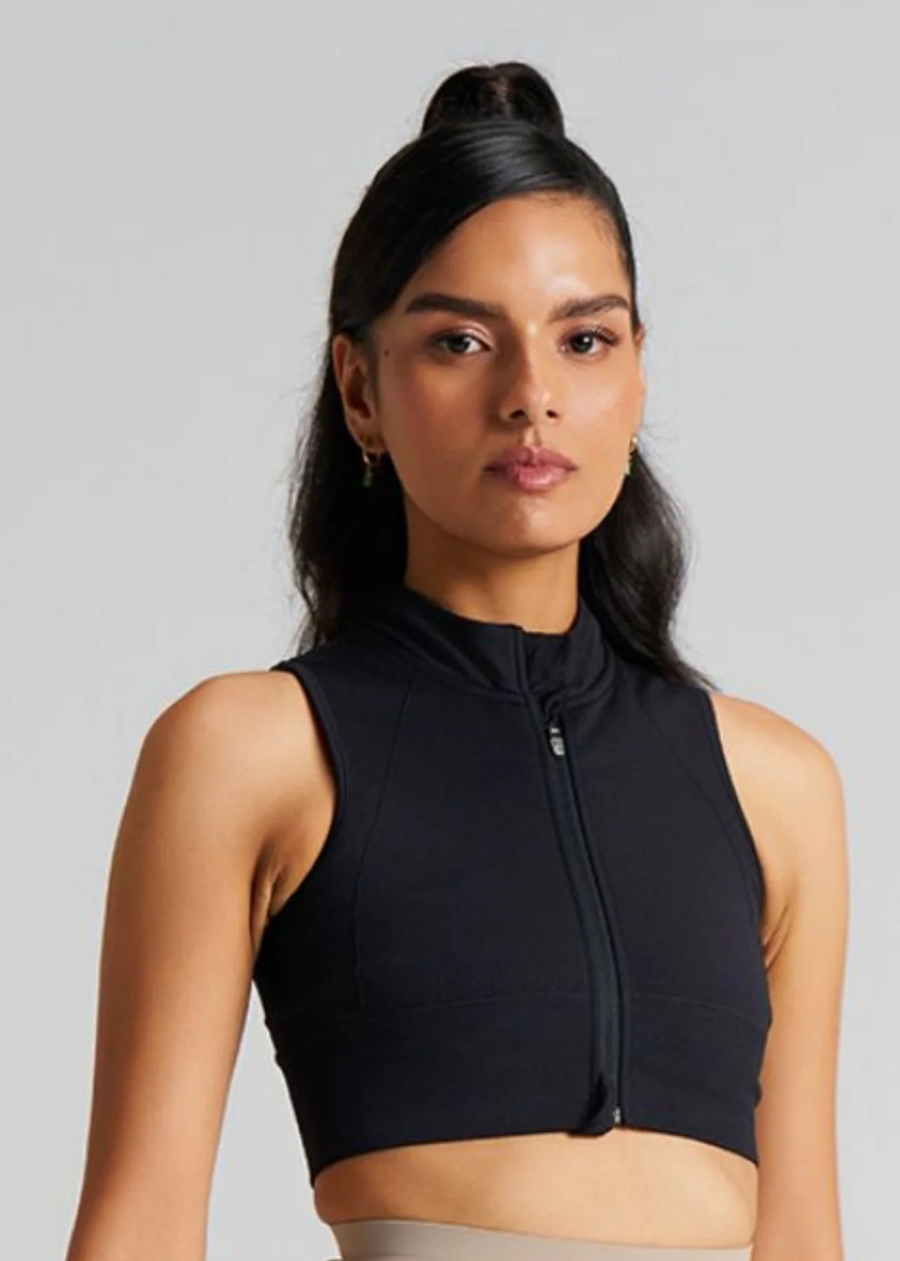 Women Seamless Zip Bra - Black